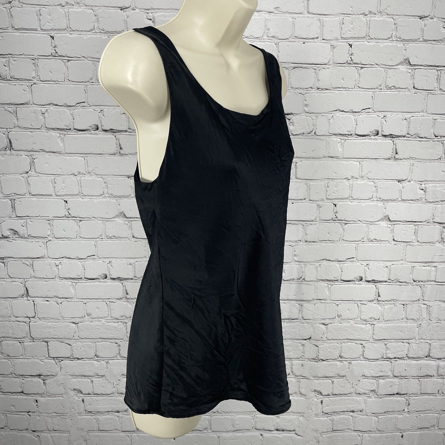 Lafayette 148 Black Silky Classic Basic Relaxed Flowy Lined Tank Top Size 6