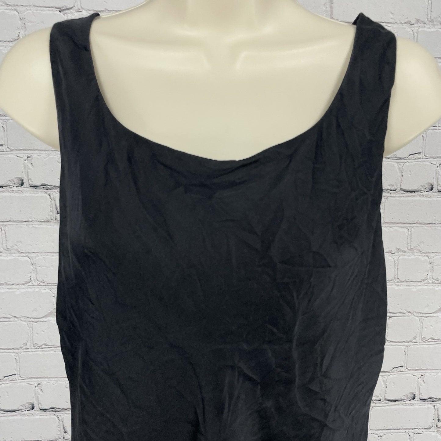 Lafayette 148 Black Silky Classic Basic Relaxed Flowy Lined Tank Top Size 6