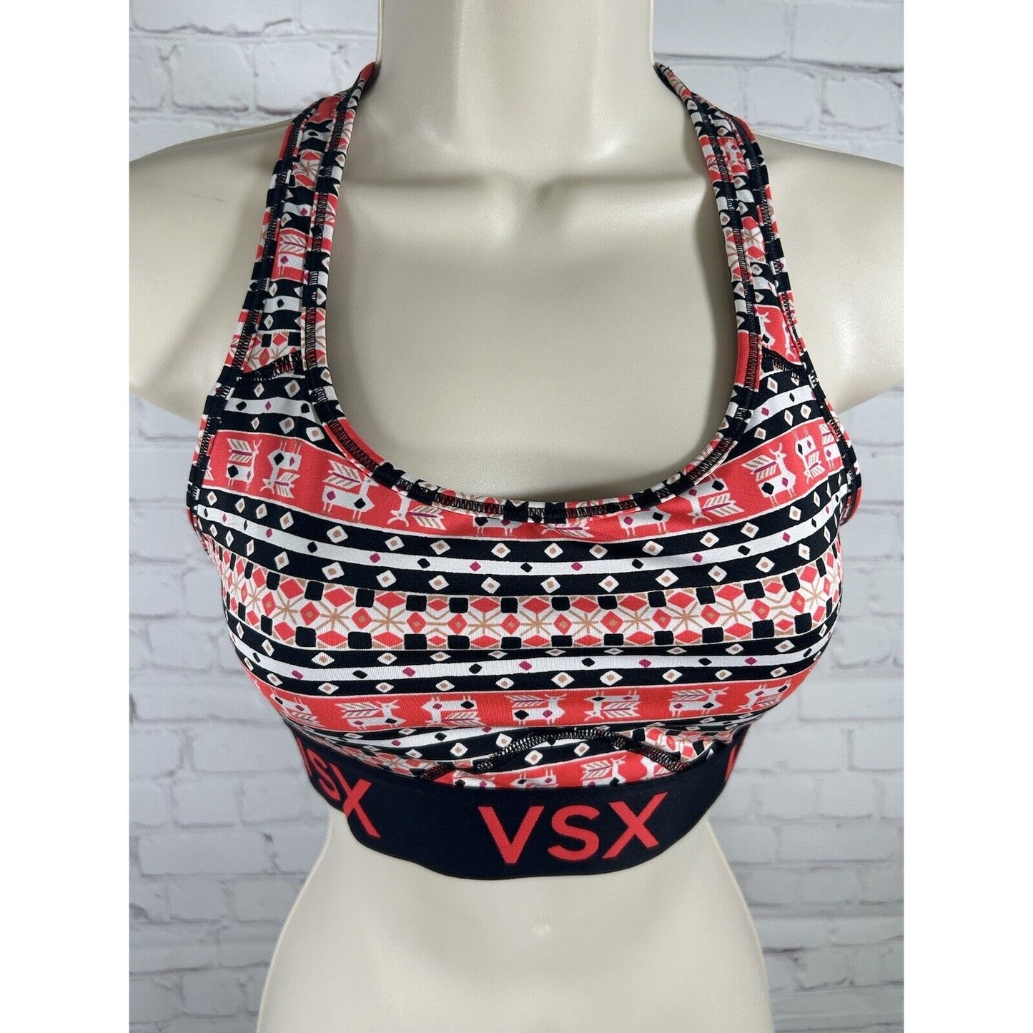 Victoria's Secret VSX Sport Red White Black Pullover Athletic Women Sports Bra M