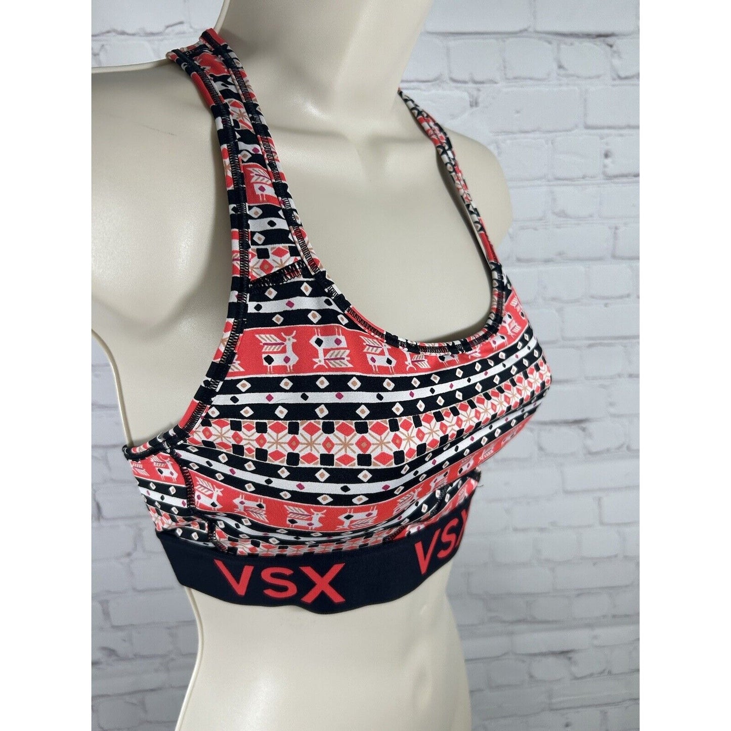 Victoria's Secret VSX Sport Red White Black Pullover Athletic Women Sports Bra M