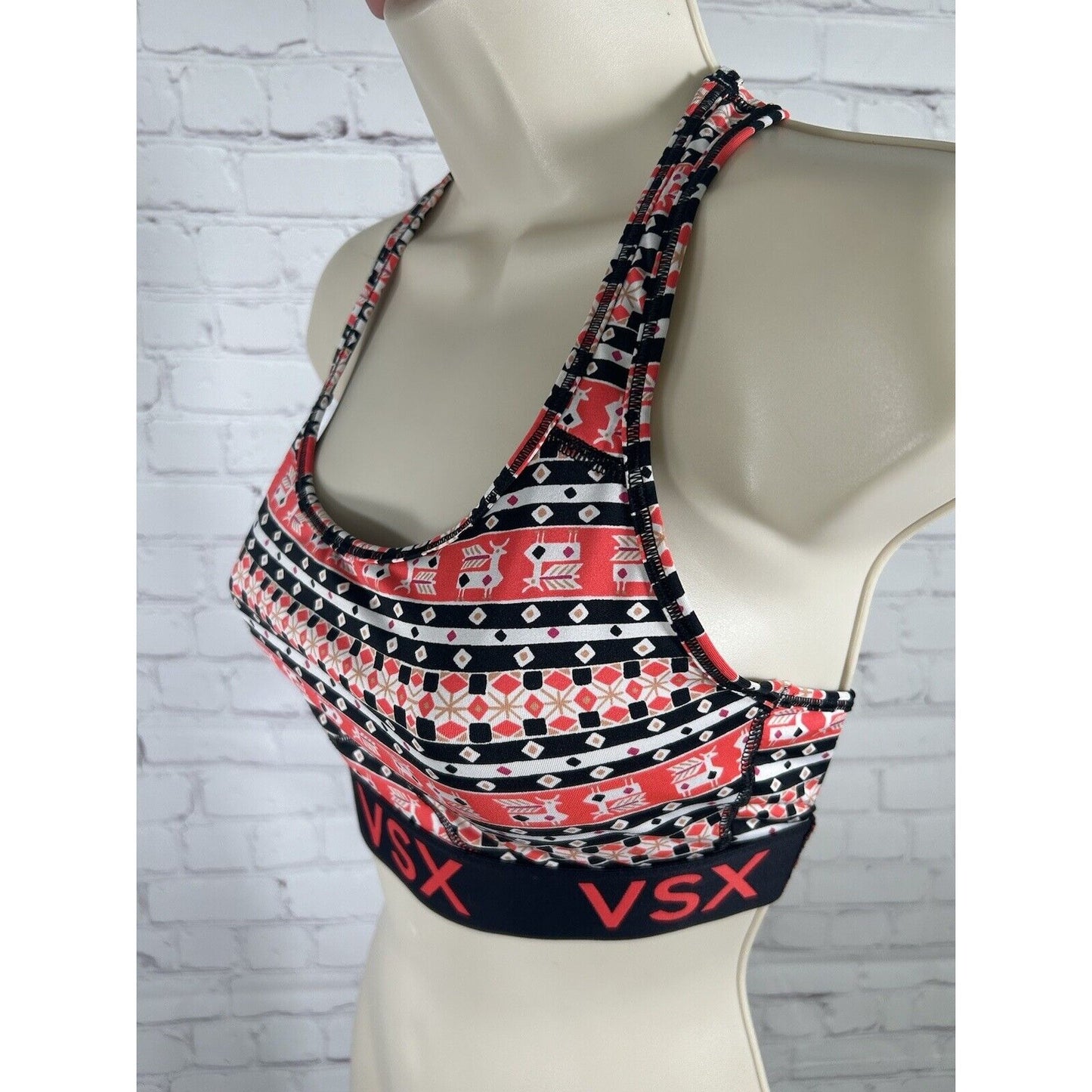 Victoria's Secret VSX Sport Red White Black Pullover Athletic Women Sports Bra M