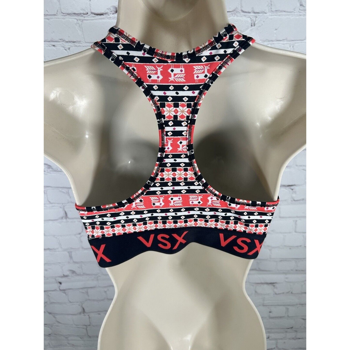 Victoria's Secret VSX Sport Red White Black Pullover Athletic Women Sports Bra M
