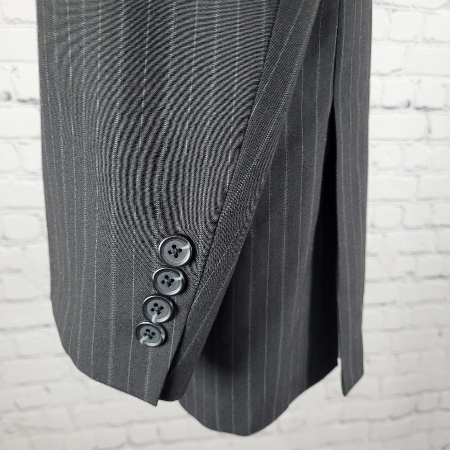 Savile Row Co Charcoal Pinstriped Bromley Double Vent Blazer Sport Coat Size 38S