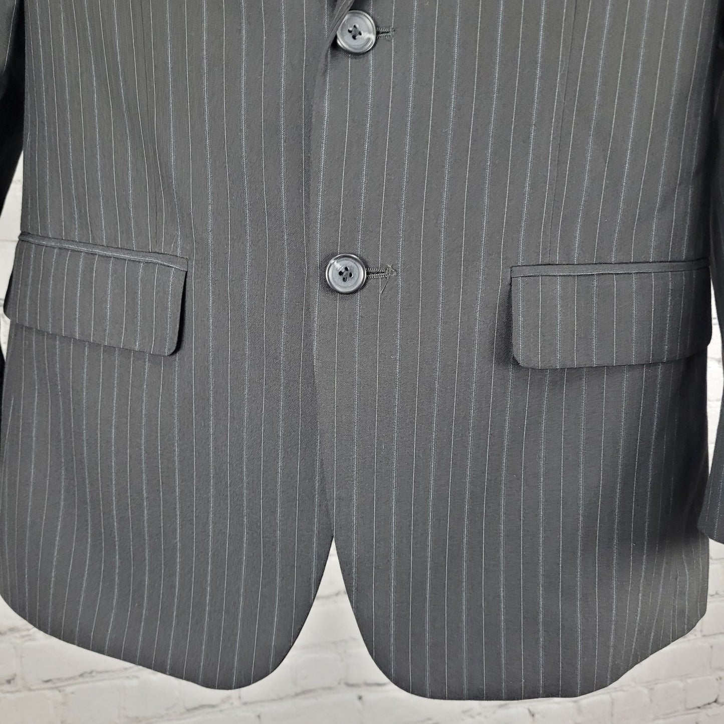 Savile Row Co Charcoal Pinstriped Bromley Double Vent Blazer Sport Coat Size 38S