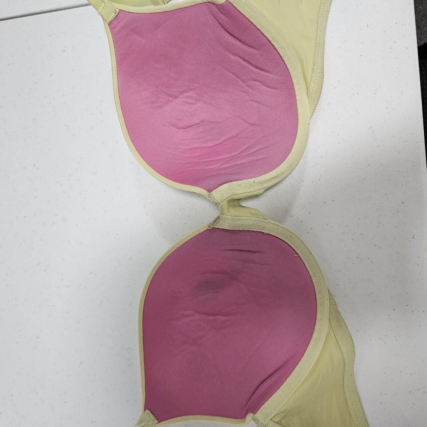 Pink Victoria's Secret Lime Yellow Push Up Bra Size 36C
