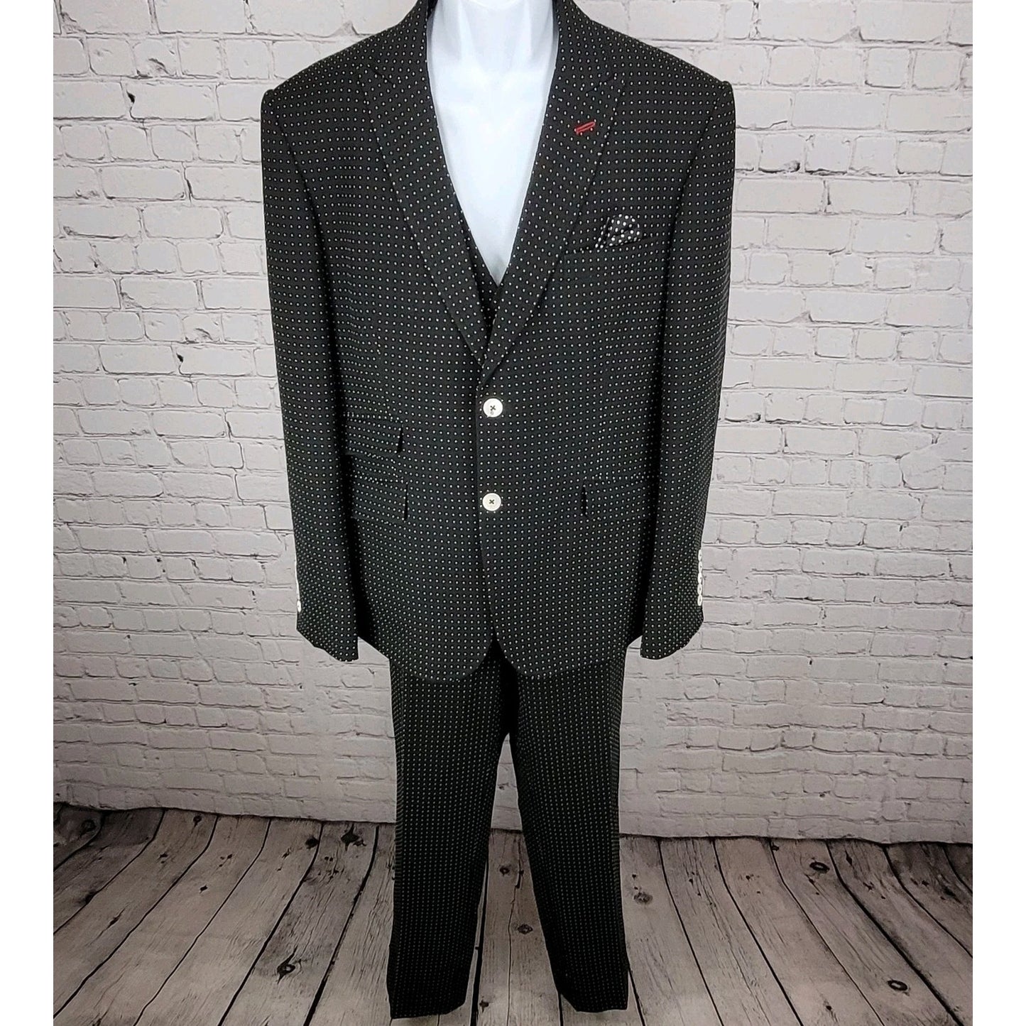 Artful Gentleman San Francisco By Design Polka Dot 3 Piece Suit 42 Pants 36x32