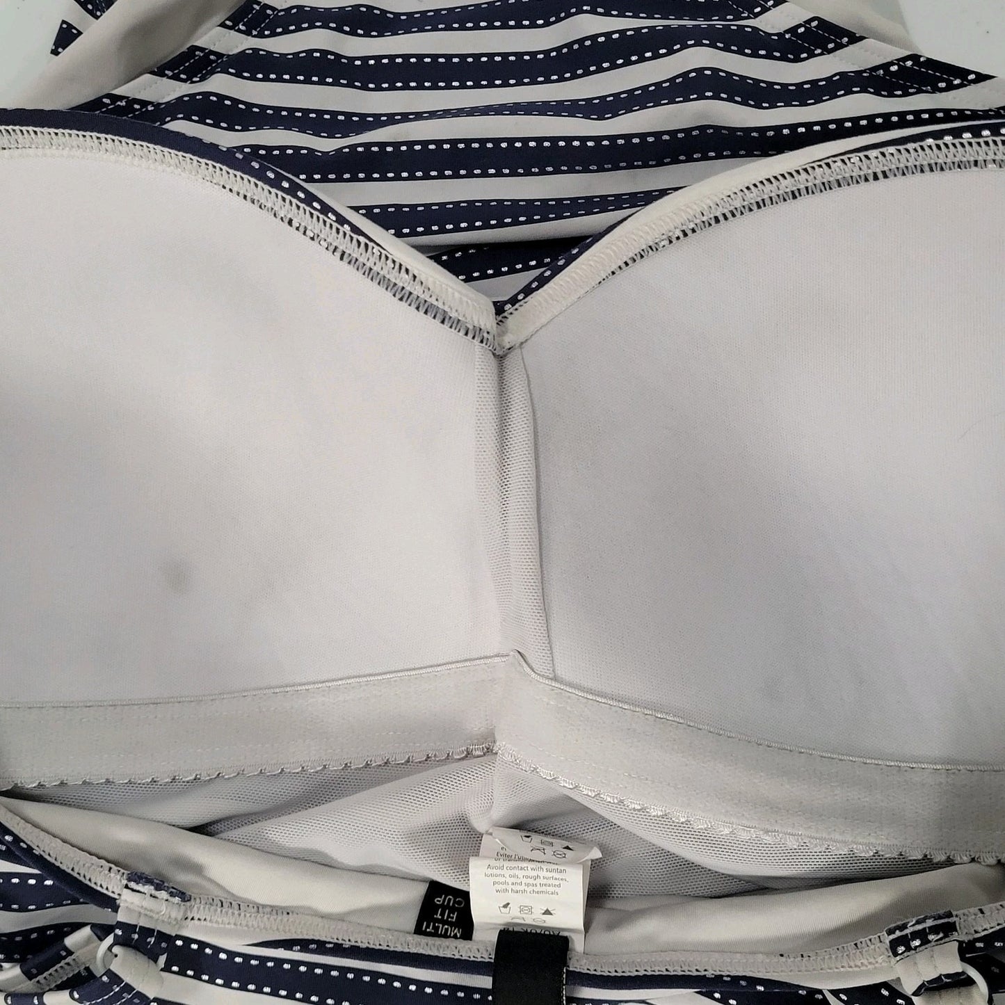 Nip Tuck Blue & White Striped Multi Fit Cup Padded One Piece Swimsuit Size 10