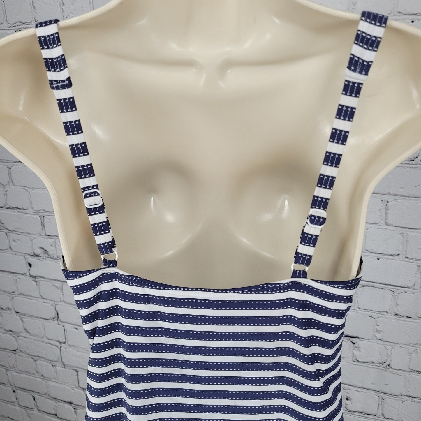 Nip Tuck Blue & White Striped Multi Fit Cup Padded One Piece Swimsuit Size 10
