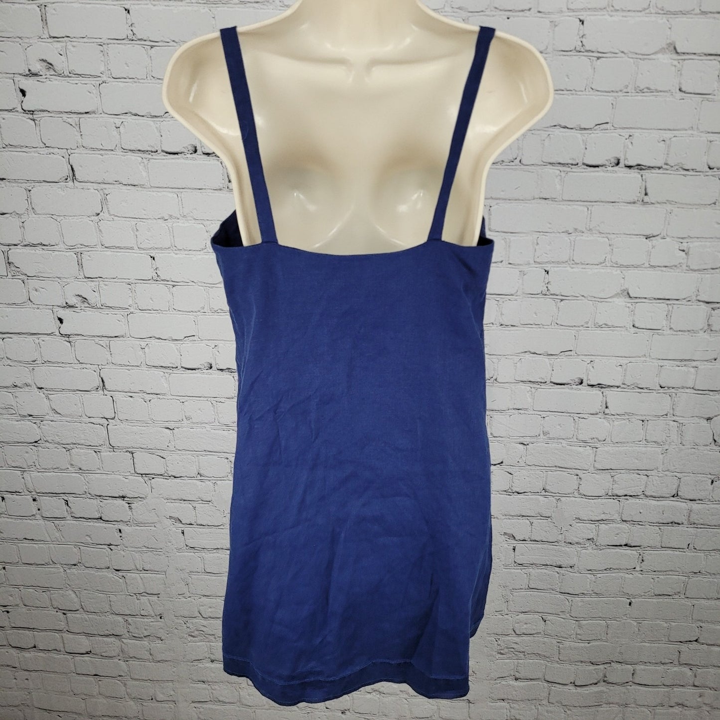 J.CREW Navy Claudia 100% Linen Gold Buttoned Pockets Lined Strappy Mini Dress XS