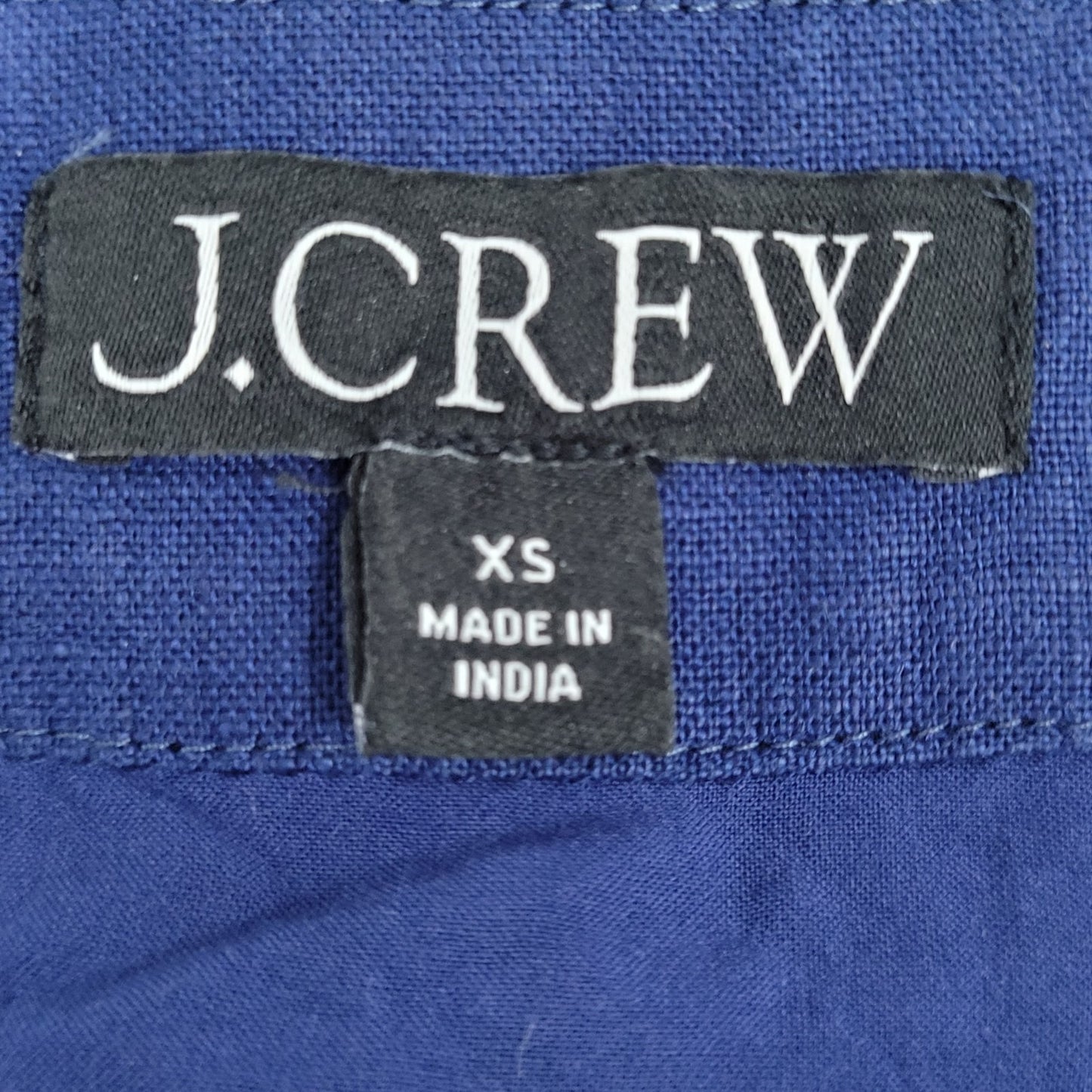 J.CREW Navy Claudia 100% Linen Gold Buttoned Pockets Lined Strappy Mini Dress XS