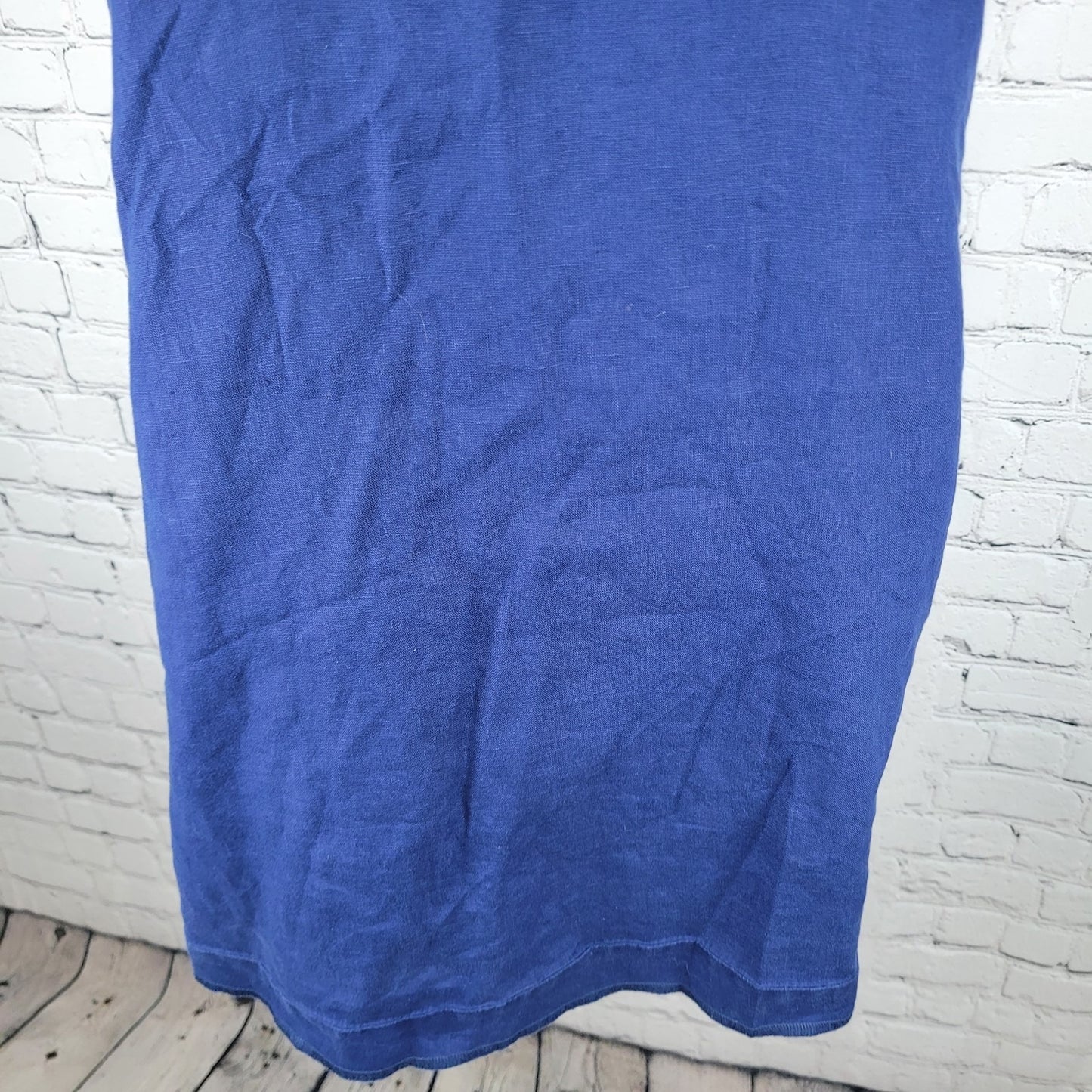 J.CREW Navy Claudia 100% Linen Gold Buttoned Pockets Lined Strappy Mini Dress XS