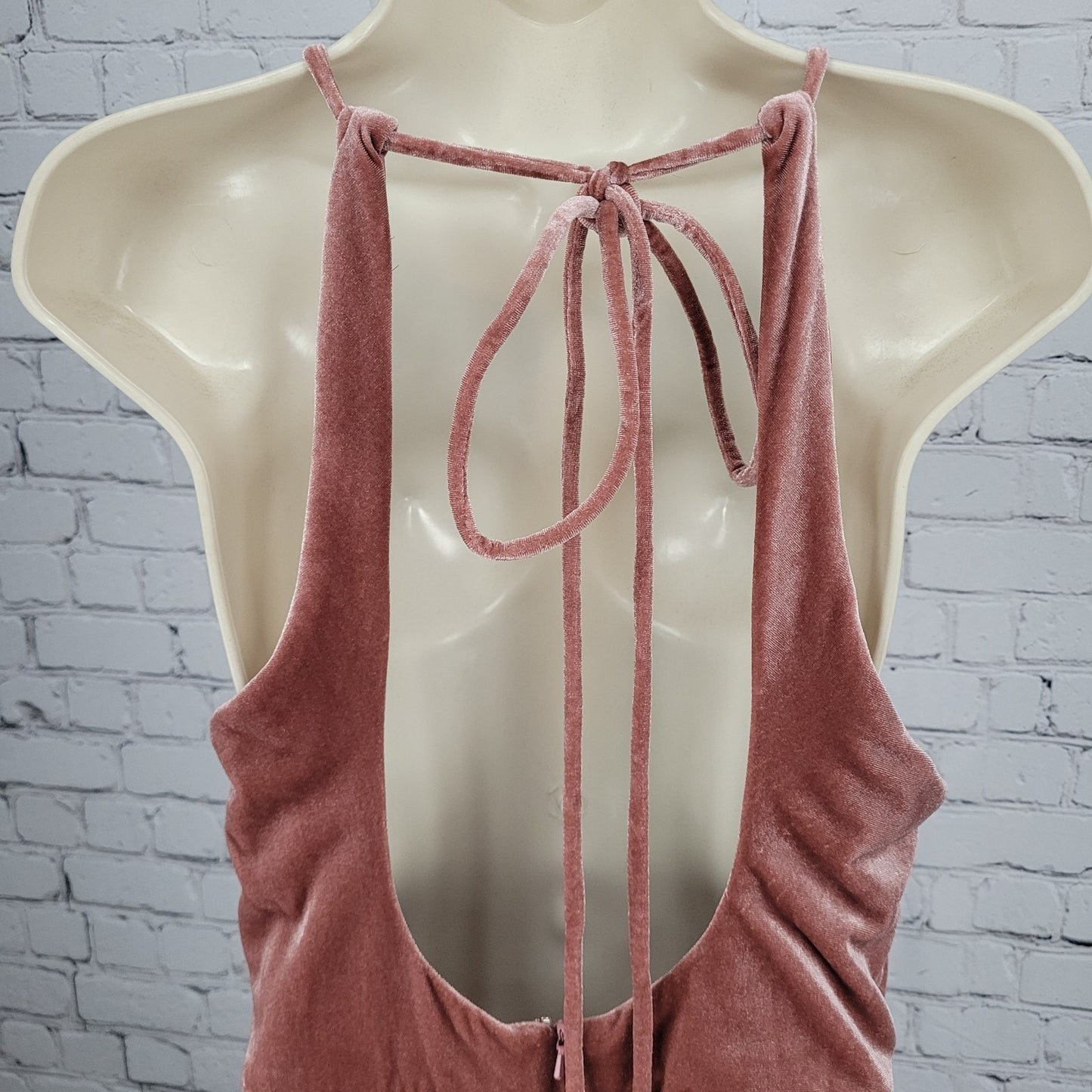 NWT Renz Bridal Pink Velvet Sleeveless Side Slit Bridesmaid Dress Size Small S