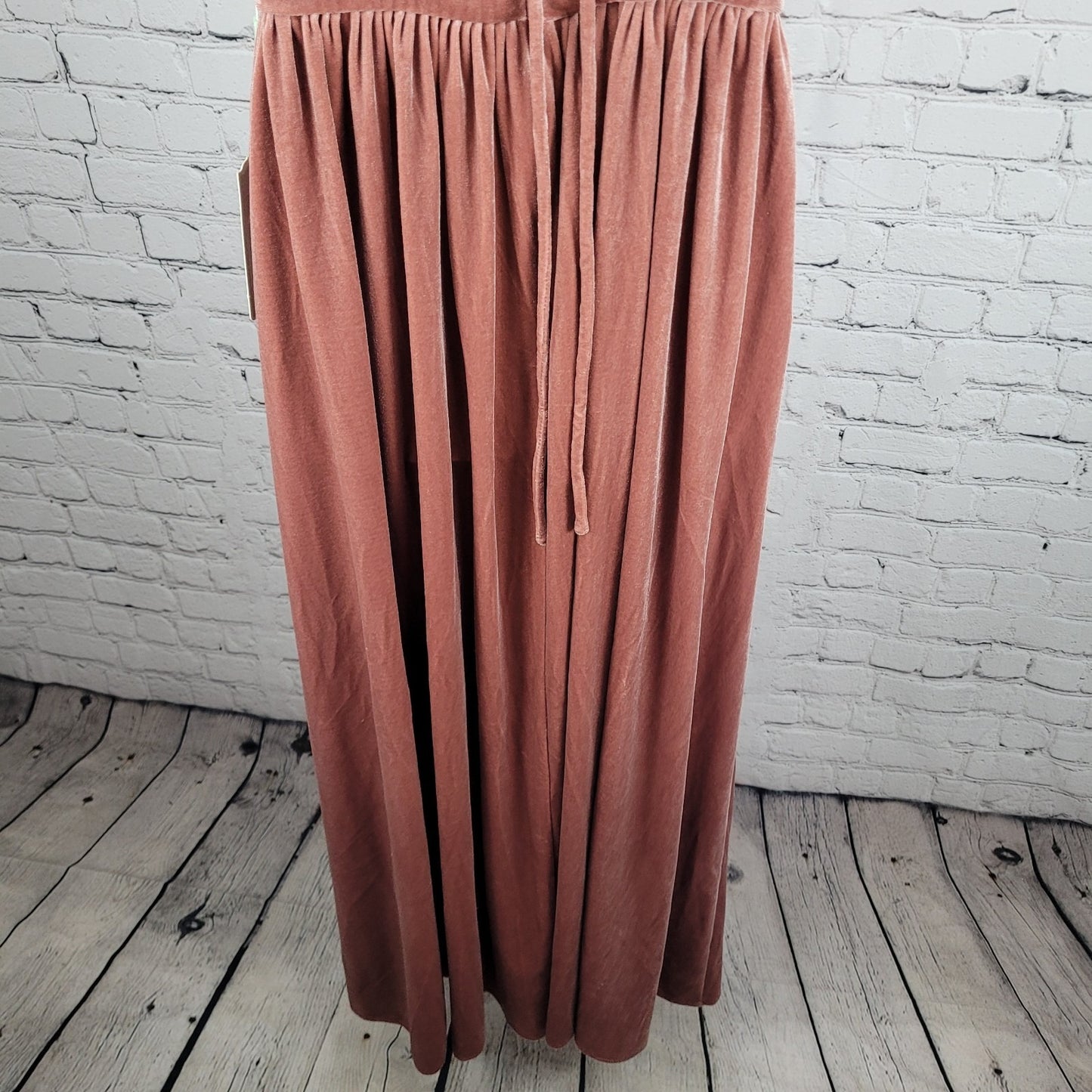 NWT Renz Bridal Pink Velvet Sleeveless Side Slit Bridesmaid Dress Size Small S