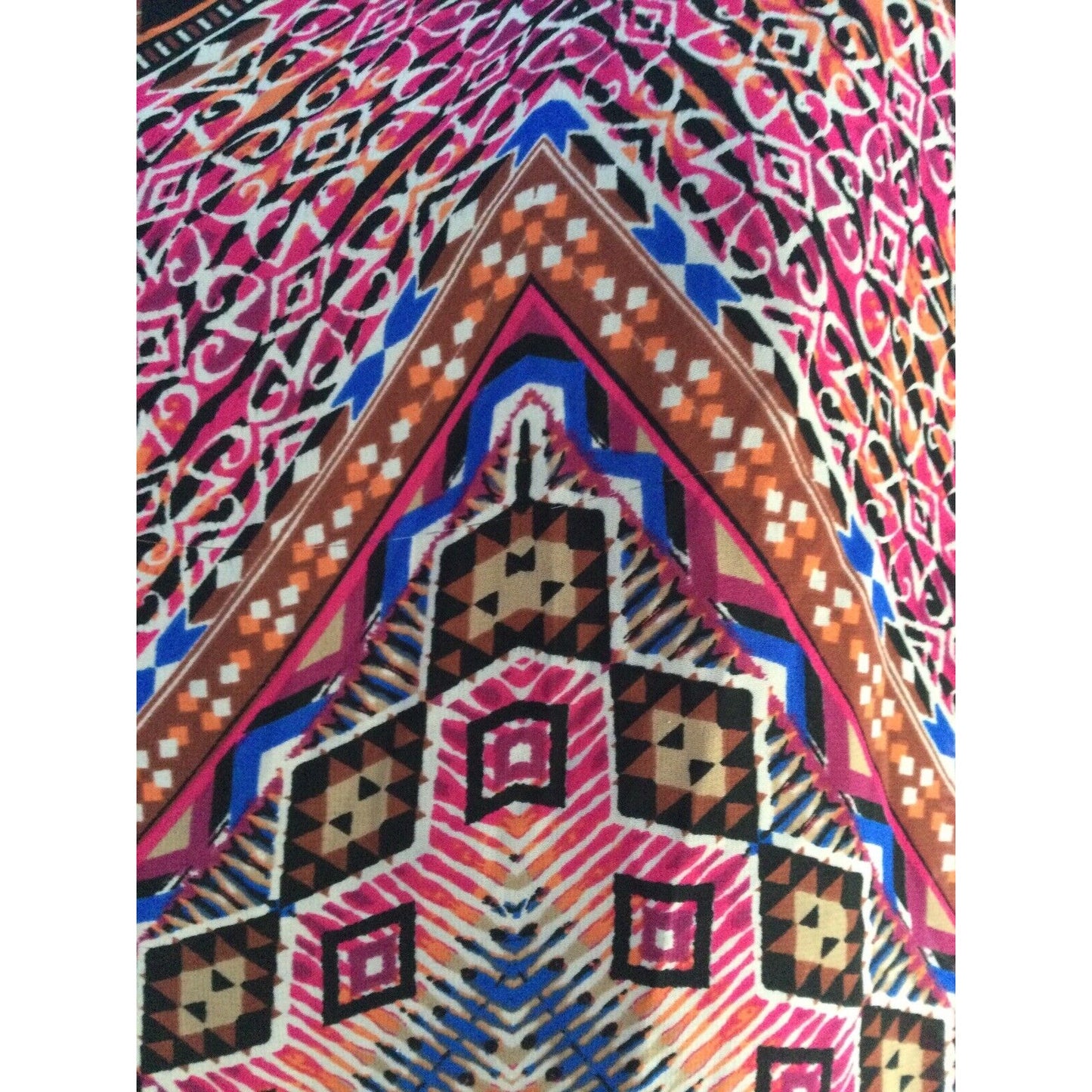 Chenault Shawl Blouse Vibrant Geometric Layered Open Back Small S