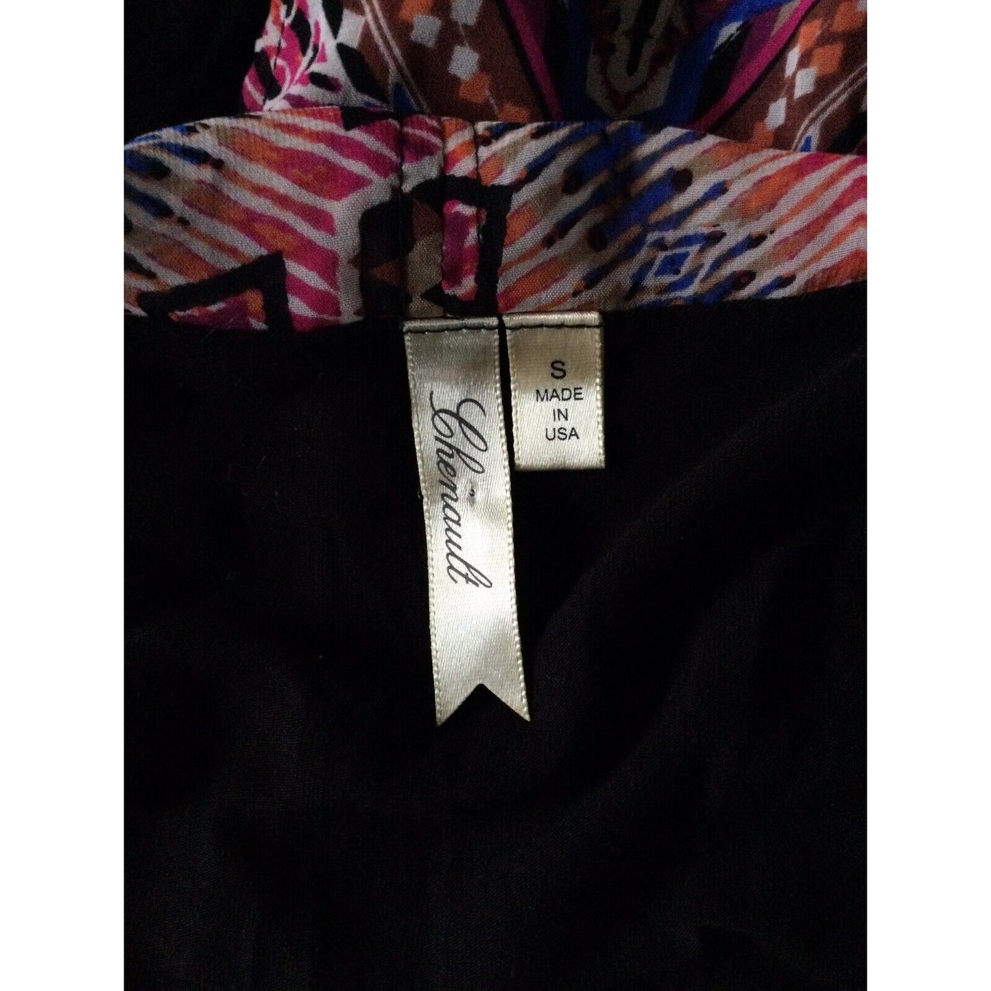 Chenault Shawl Blouse Vibrant Geometric Layered Open Back Small S