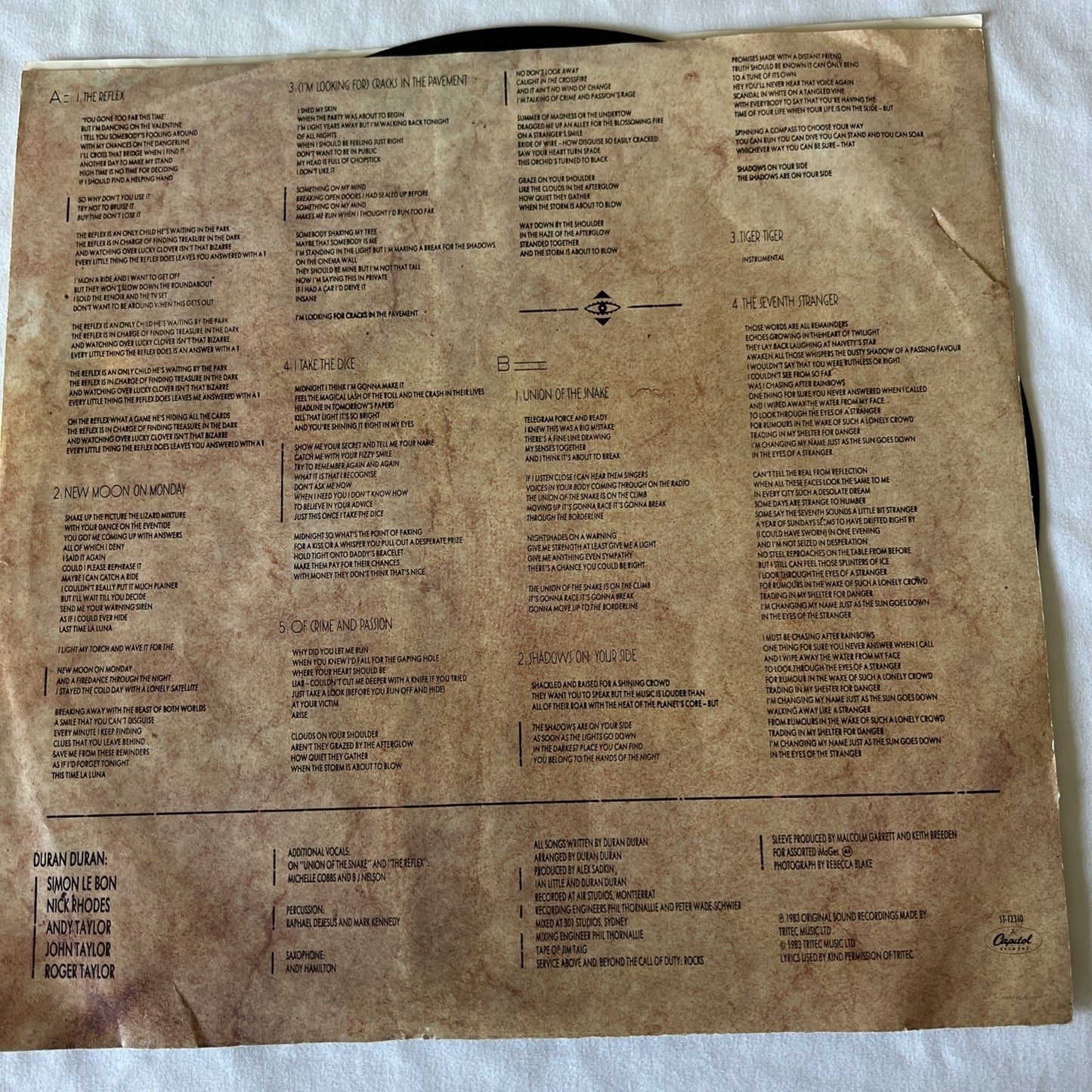 DURAN DURAN Seven And The Ragged Tiger Vinyl LP 1983 Capitol