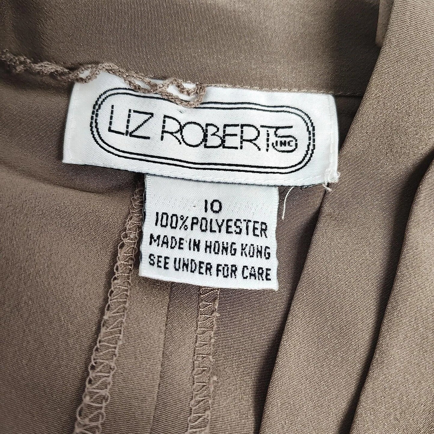 VTG Liz Roberts Black Beige Color Block Long Sleeve Polyester Maxi Dress Size 10