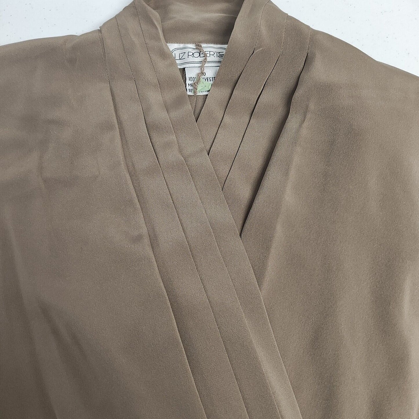 VTG Liz Roberts Black Beige Color Block Long Sleeve Polyester Maxi Dress Size 10