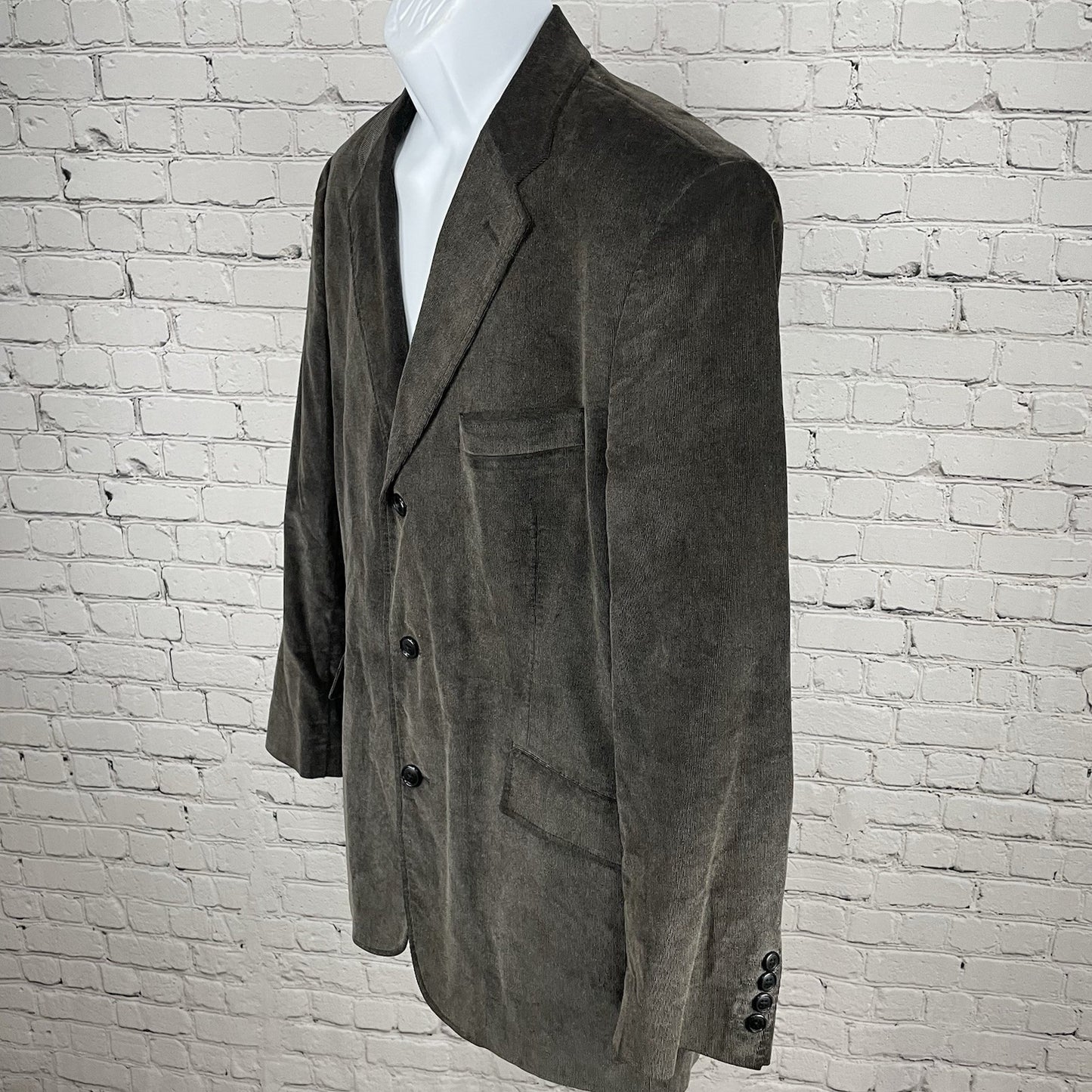 J. Ferrar Grey Cotton Corduroy 3 Button Vented Blazer Sport Coat Size L 42-44