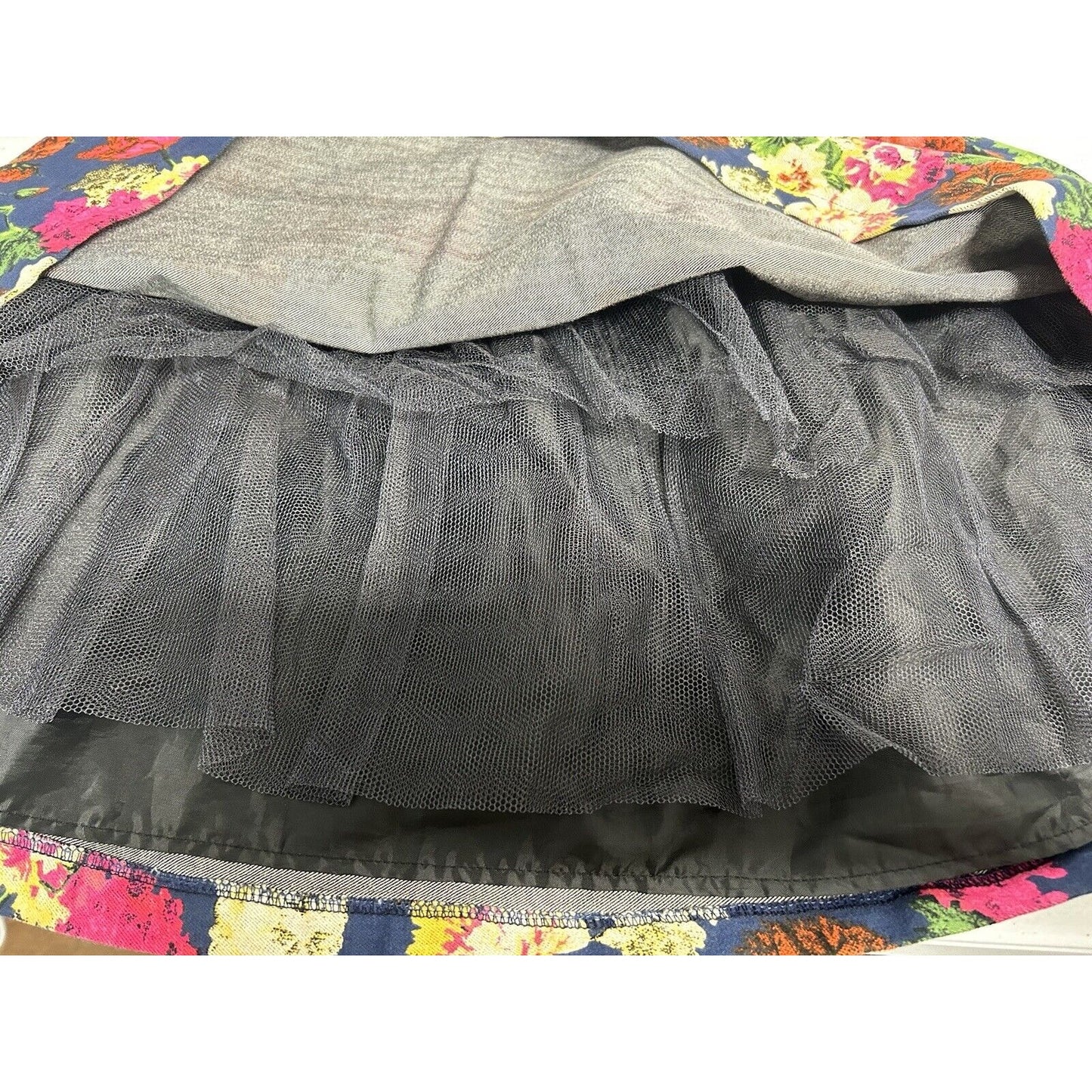 Green World Fashion Floral Pleated Lined Knee Length A Line Skirt Women’s L