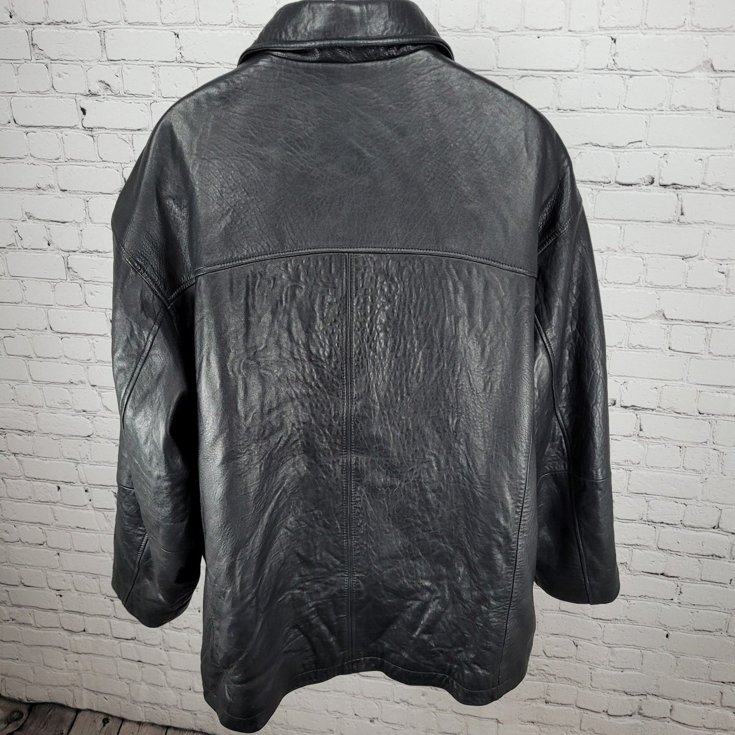 Authentics By Boston Outfitters Black Genuine Leather Insulated Jacket 3XLT *zip