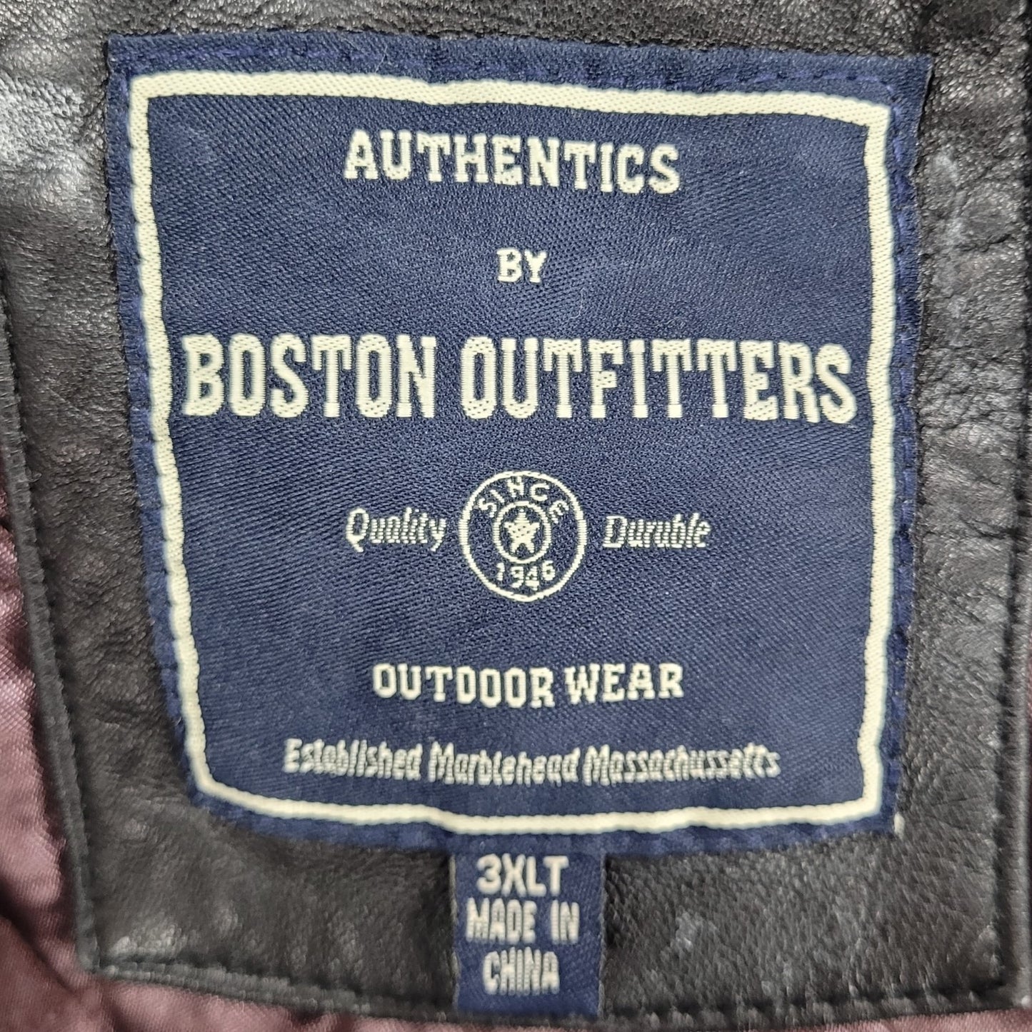 Authentics By Boston Outfitters Black Genuine Leather Insulated Jacket 3XLT *zip