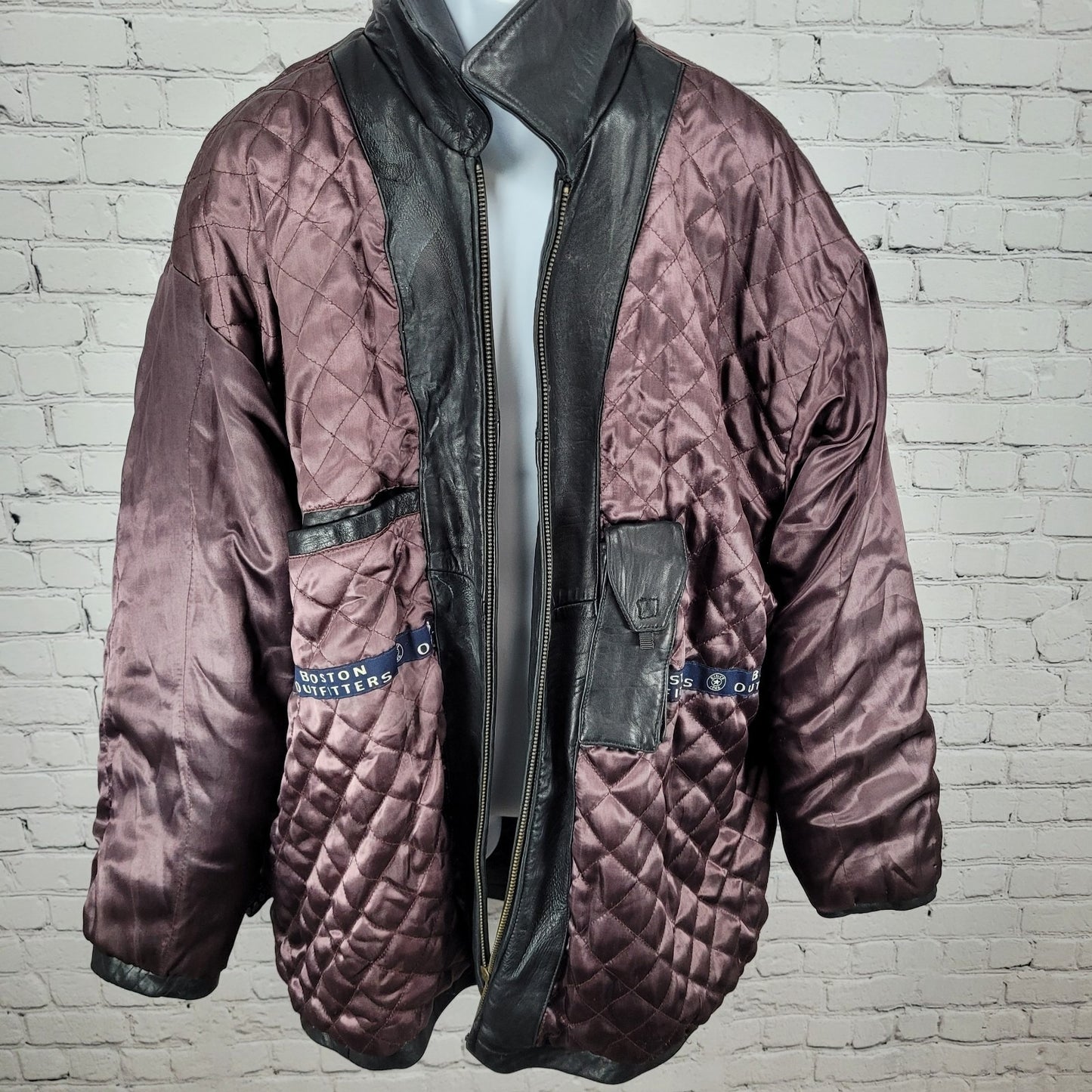 Authentics By Boston Outfitters Black Genuine Leather Insulated Jacket 3XLT *zip
