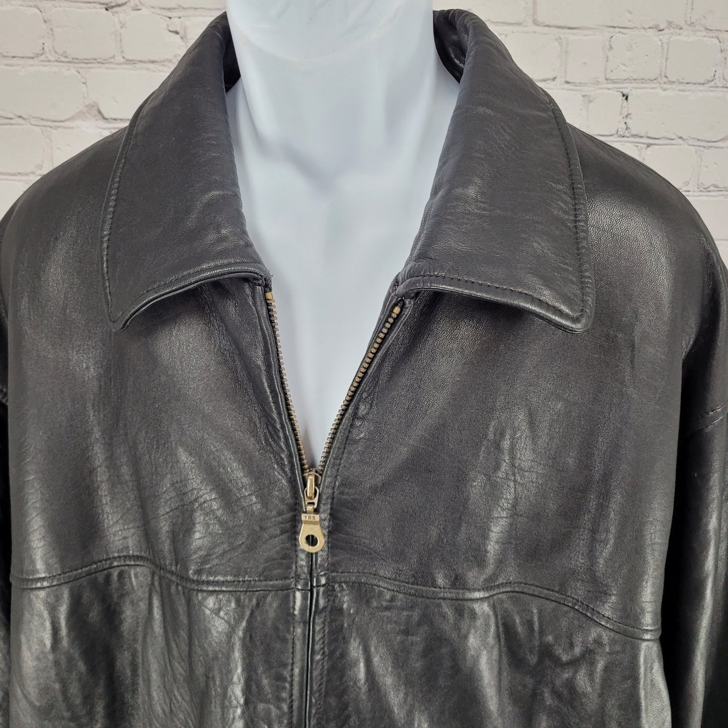 Authentics By Boston Outfitters Black Genuine Leather Insulated Jacket 3XLT *zip