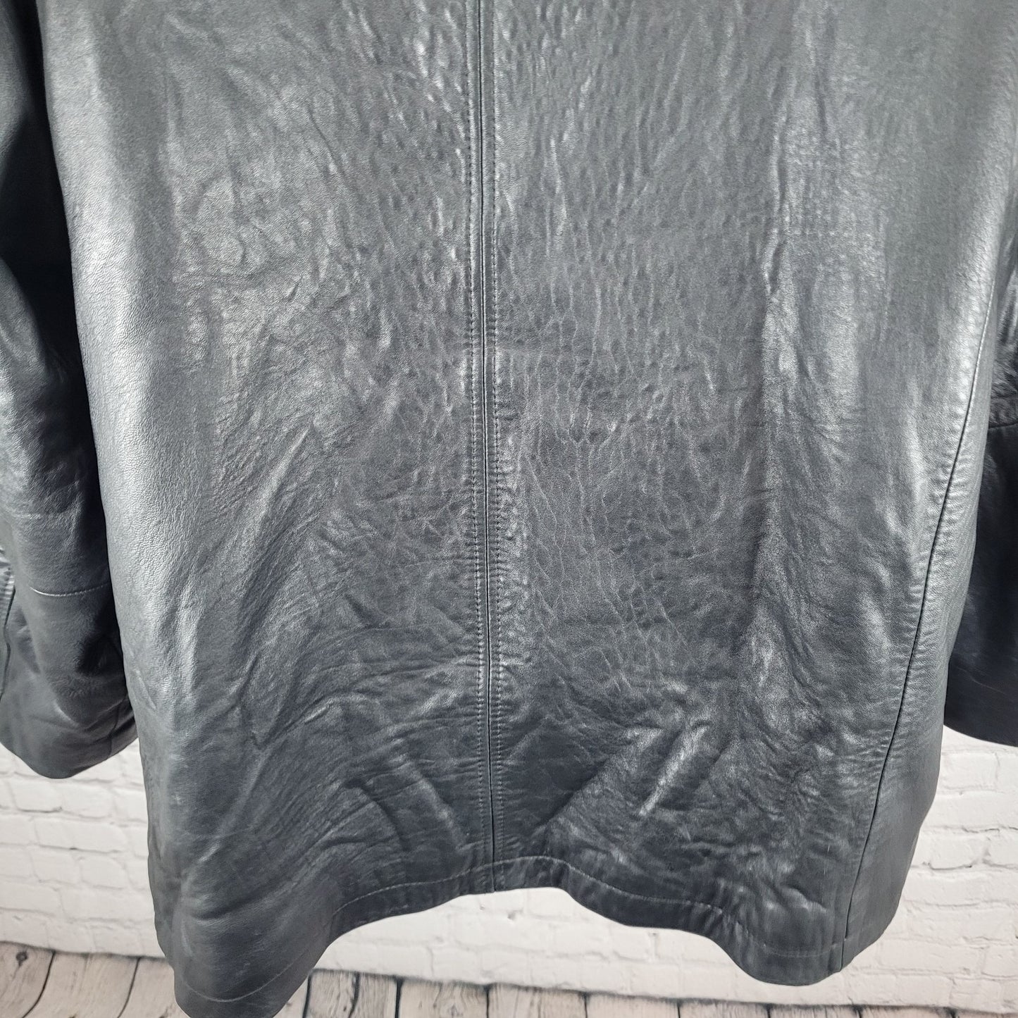 Authentics By Boston Outfitters Black Genuine Leather Insulated Jacket 3XLT *zip