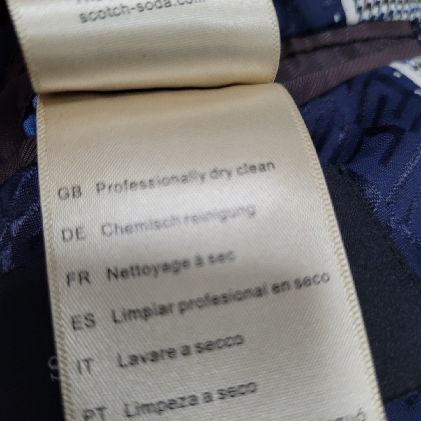 Scotch & Soda Blue Brown Herringbone Stretch Recycled Yarn Blazer Sport Coat XXL