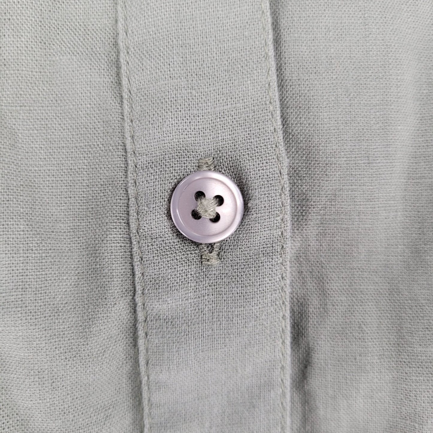 Caslon Green Linen Blend Lightweight Buttoned Short Sleeve Pockets Mini Dress XS