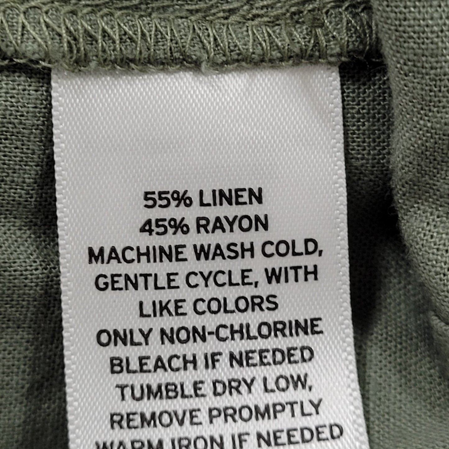 Caslon Green Linen Blend Lightweight Buttoned Short Sleeve Pockets Mini Dress XS