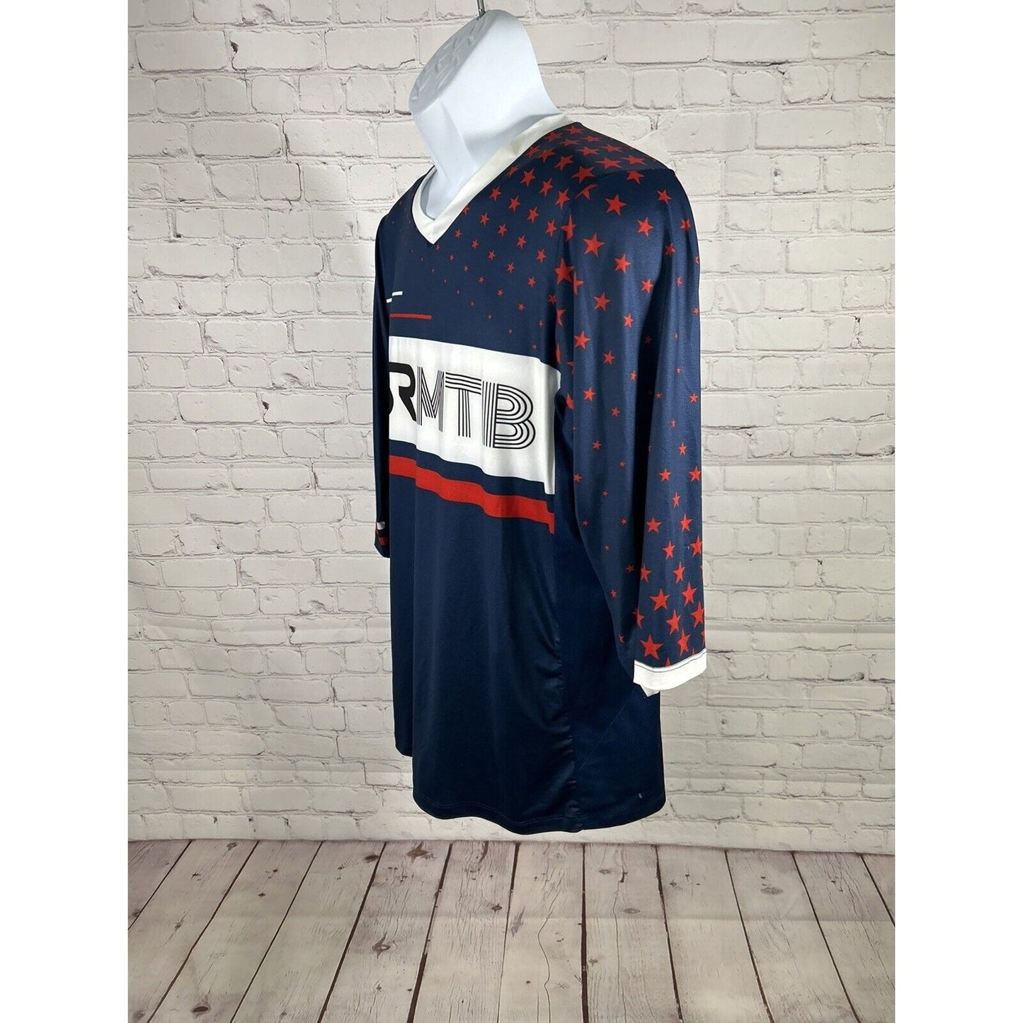 Primal SRMTB Blue Red White Pullover V Neck Men’s Cycling Jersey Size S Small