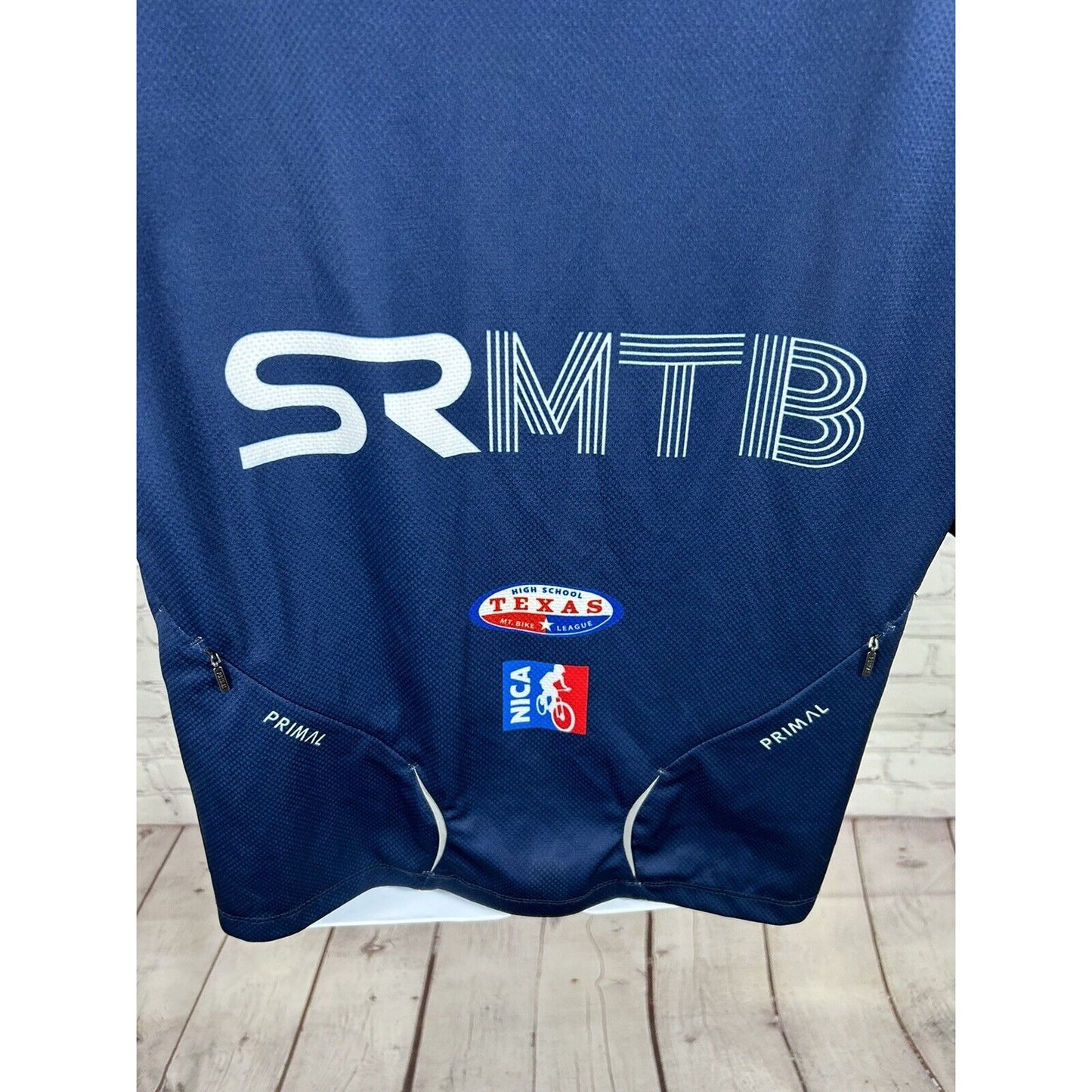 Primal SRMTB Blue Red White Pullover V Neck Men’s Cycling Jersey Size S Small