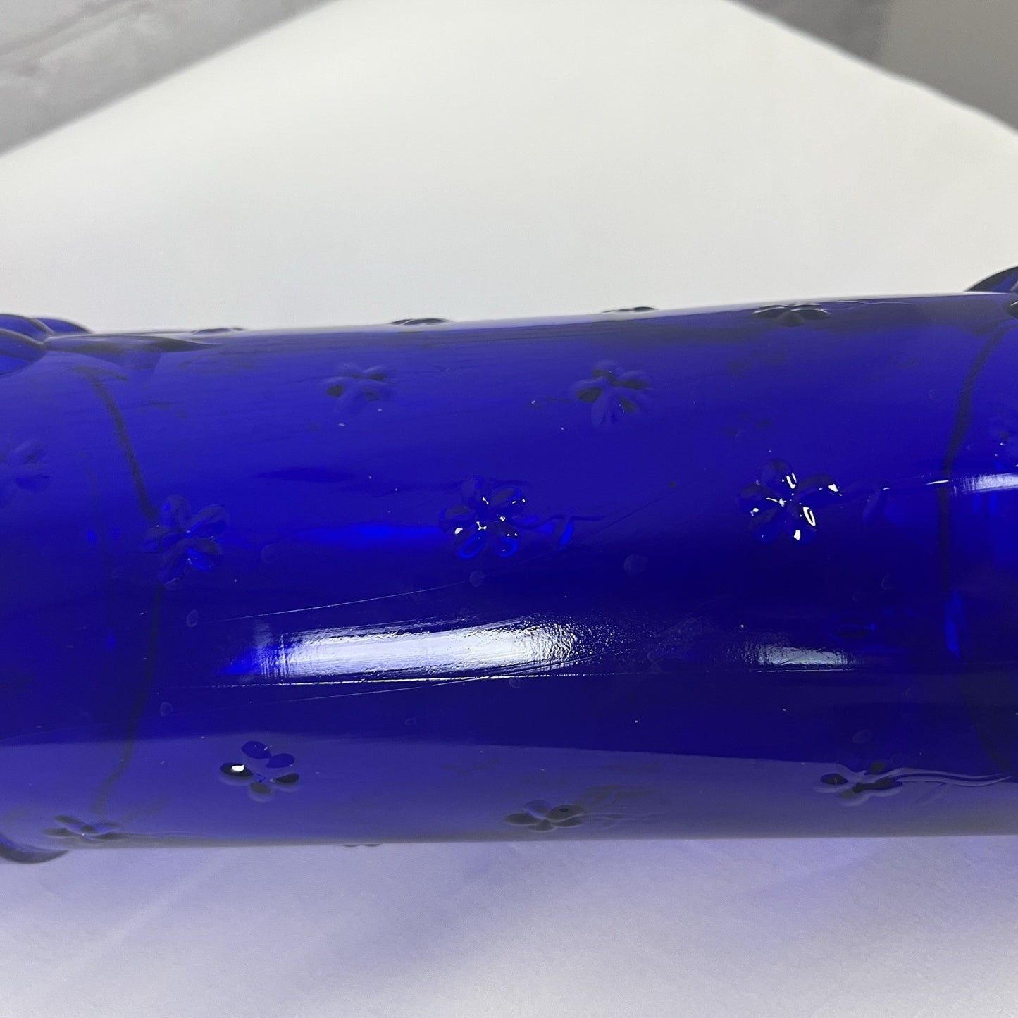 VTG Crownford Giftware Blue Glass Bow Floral Pasta Jar Italy Latch Seal 1985