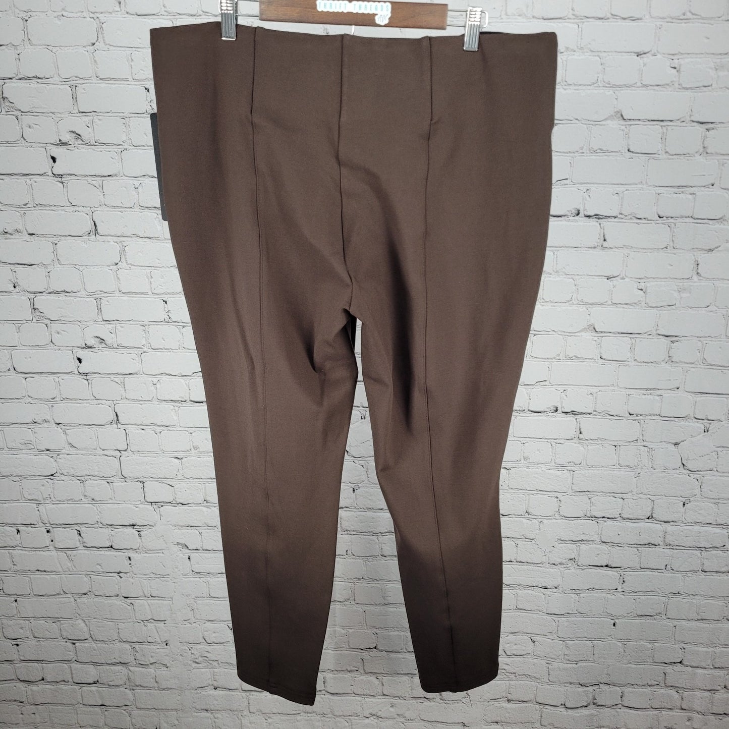 NWT La Seta Brown Slimming Sculpt Wide Waistband Stretch Pants Size XXL (40x28)