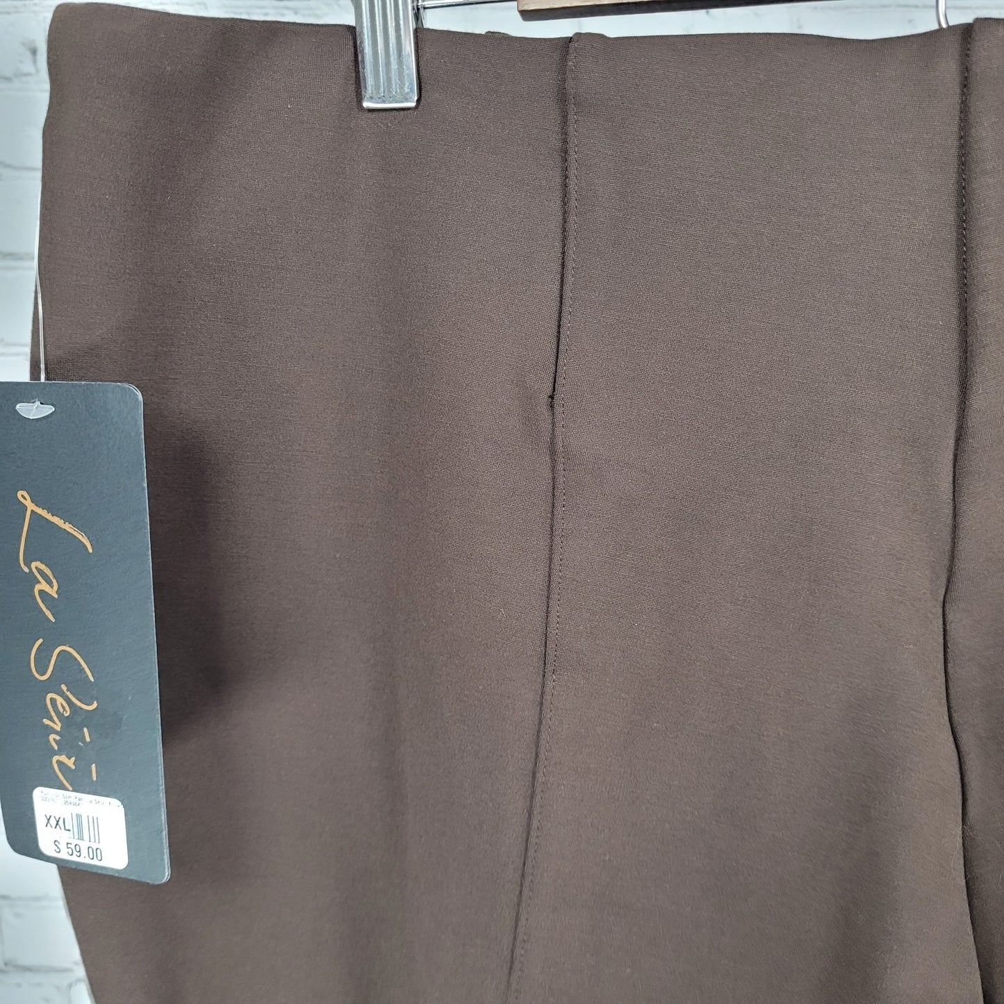 NWT La Seta Brown Slimming Sculpt Wide Waistband Stretch Pants Size XXL (40x28)