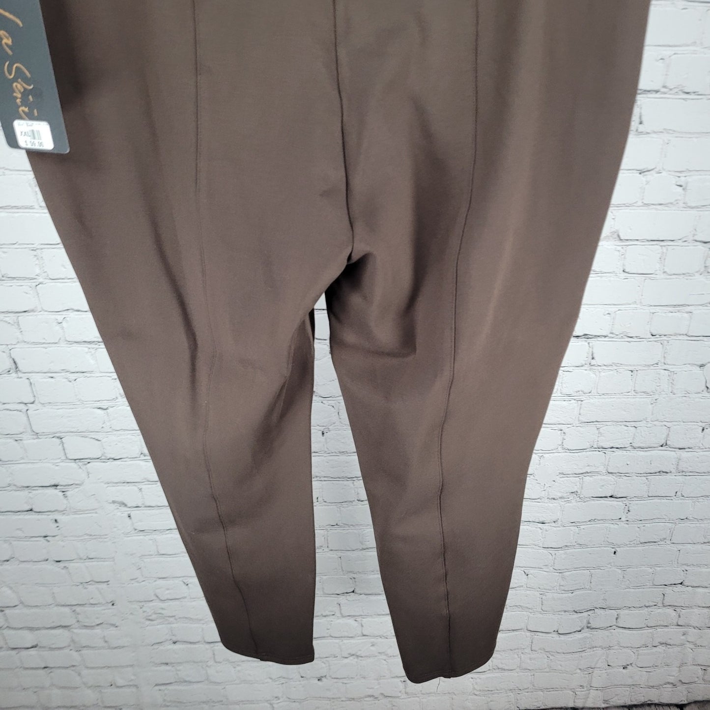 NWT La Seta Brown Slimming Sculpt Wide Waistband Stretch Pants Size XXL (40x28)