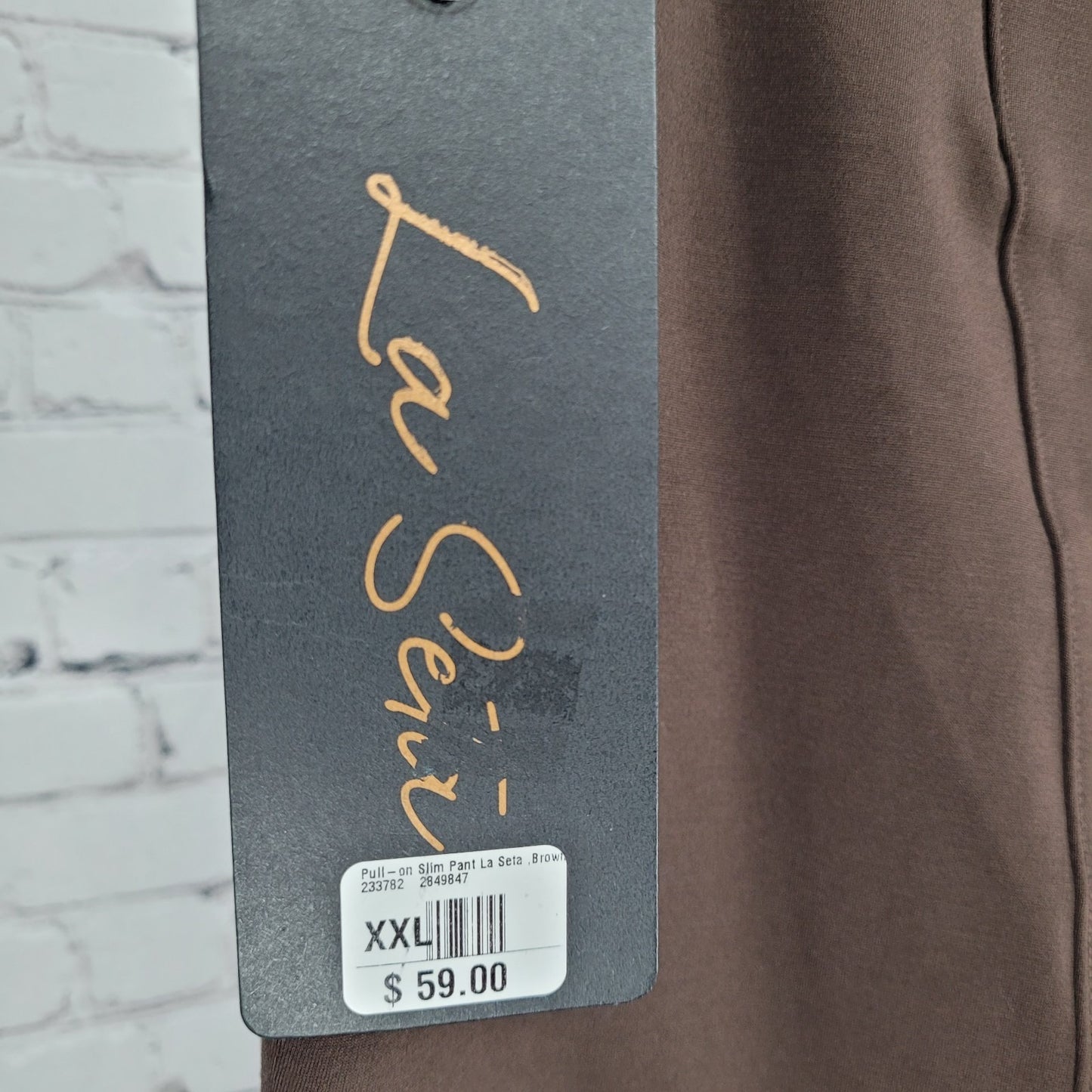 NWT La Seta Brown Slimming Sculpt Wide Waistband Stretch Pants Size XXL (40x28)