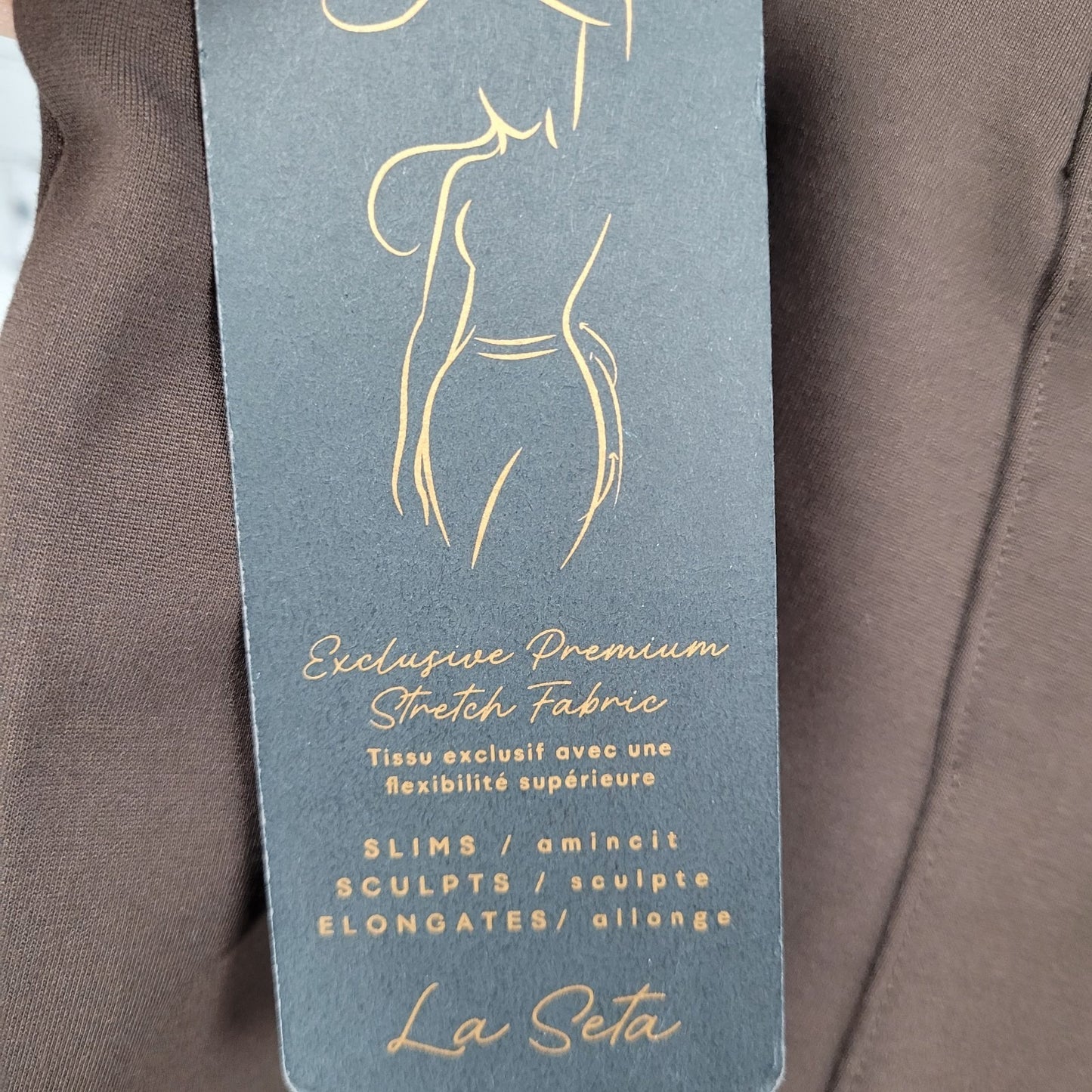 NWT La Seta Brown Slimming Sculpt Wide Waistband Stretch Pants Size XXL (40x28)