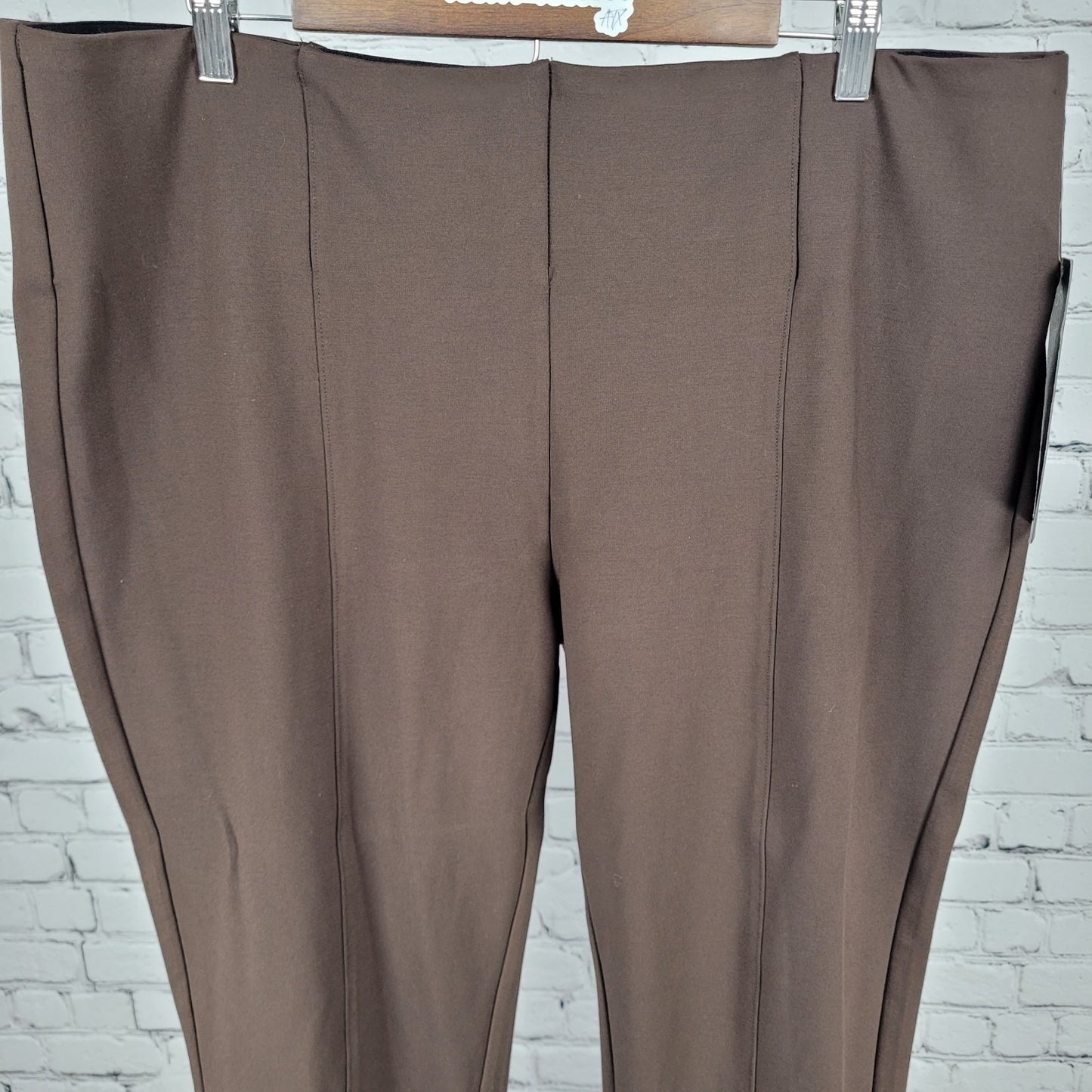 NWT La Seta Brown Slimming Sculpt Wide Waistband Stretch Pants Size XXL (40x28)