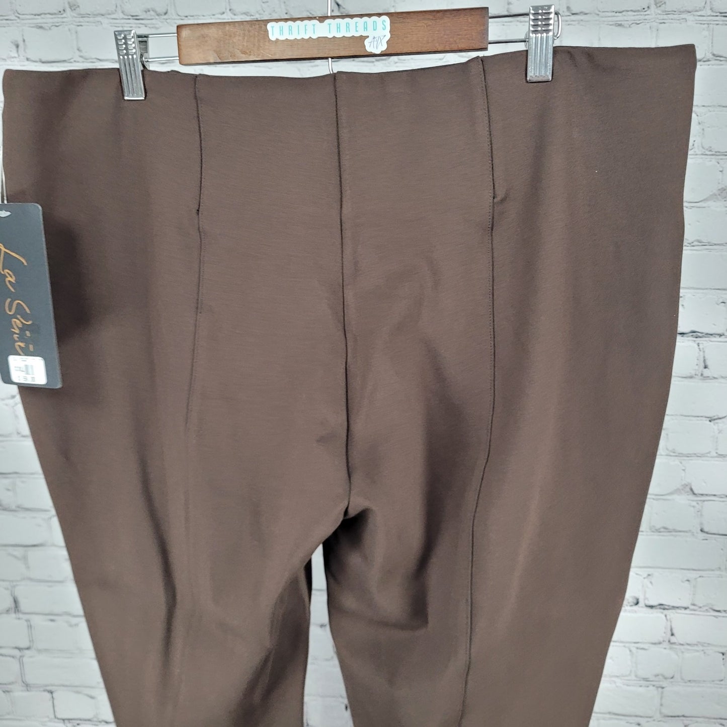 NWT La Seta Brown Slimming Sculpt Wide Waistband Stretch Pants Size XXL (40x28)