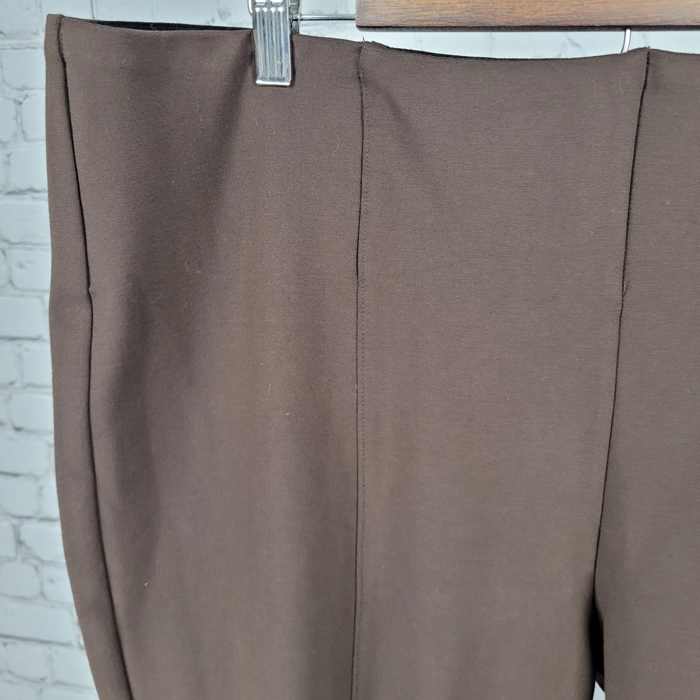 NWT La Seta Brown Slimming Sculpt Wide Waistband Stretch Pants Size XXL (40x28)