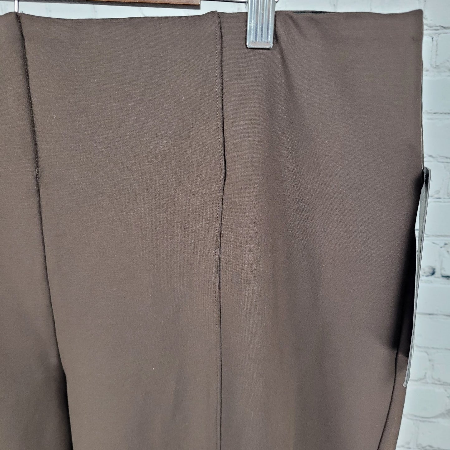 NWT La Seta Brown Slimming Sculpt Wide Waistband Stretch Pants Size XXL (40x28)
