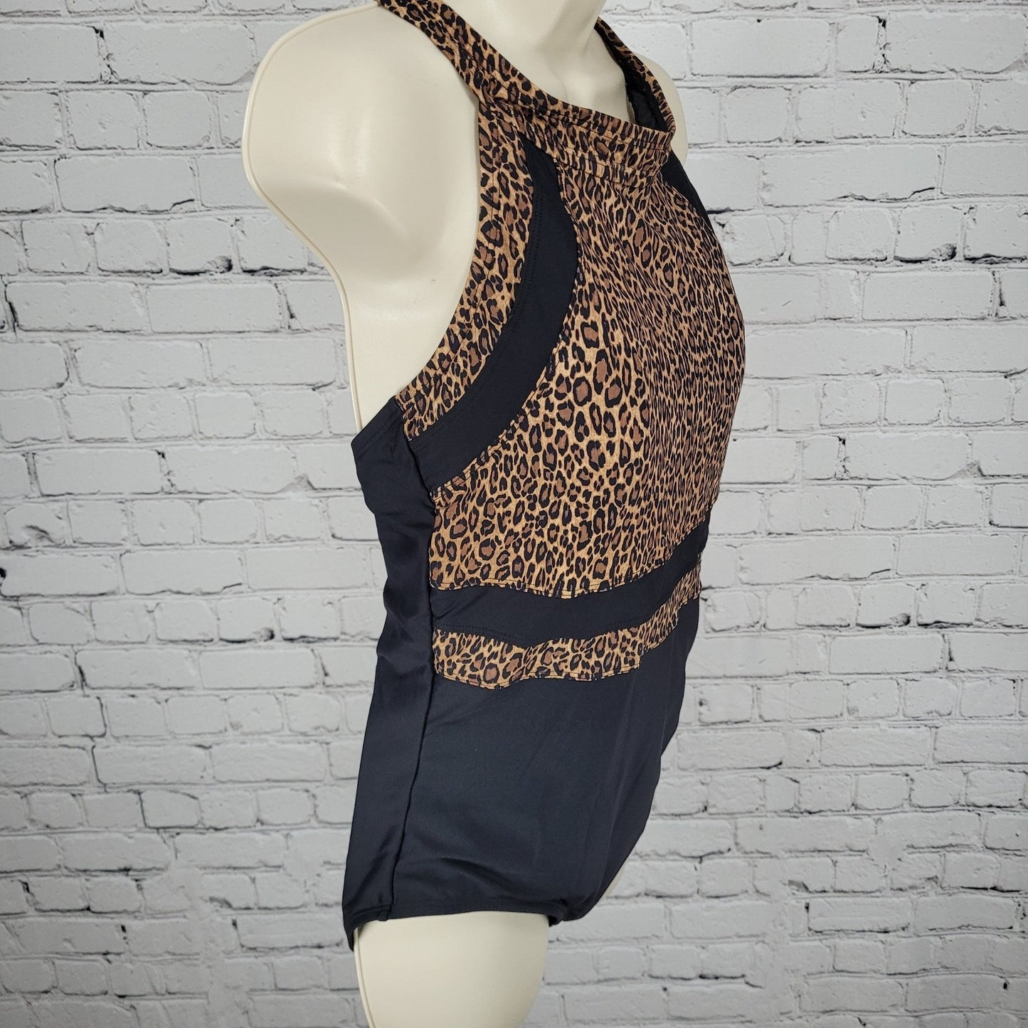 Tribal Sport Brown Leopard Padded Full Coverage One Piece Swimsuit Size Large L