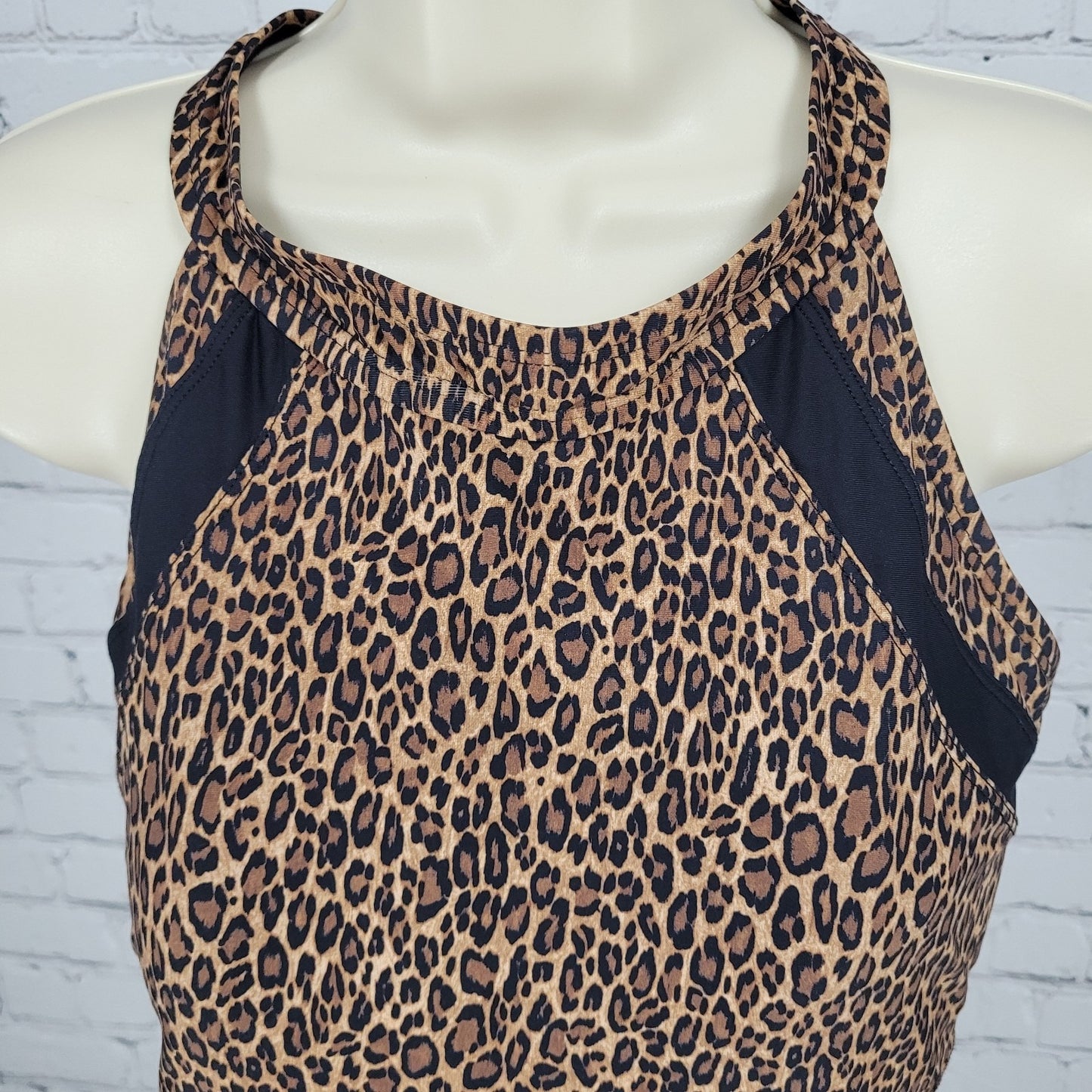 Tribal Sport Brown Leopard Padded Full Coverage One Piece Swimsuit Size Large L