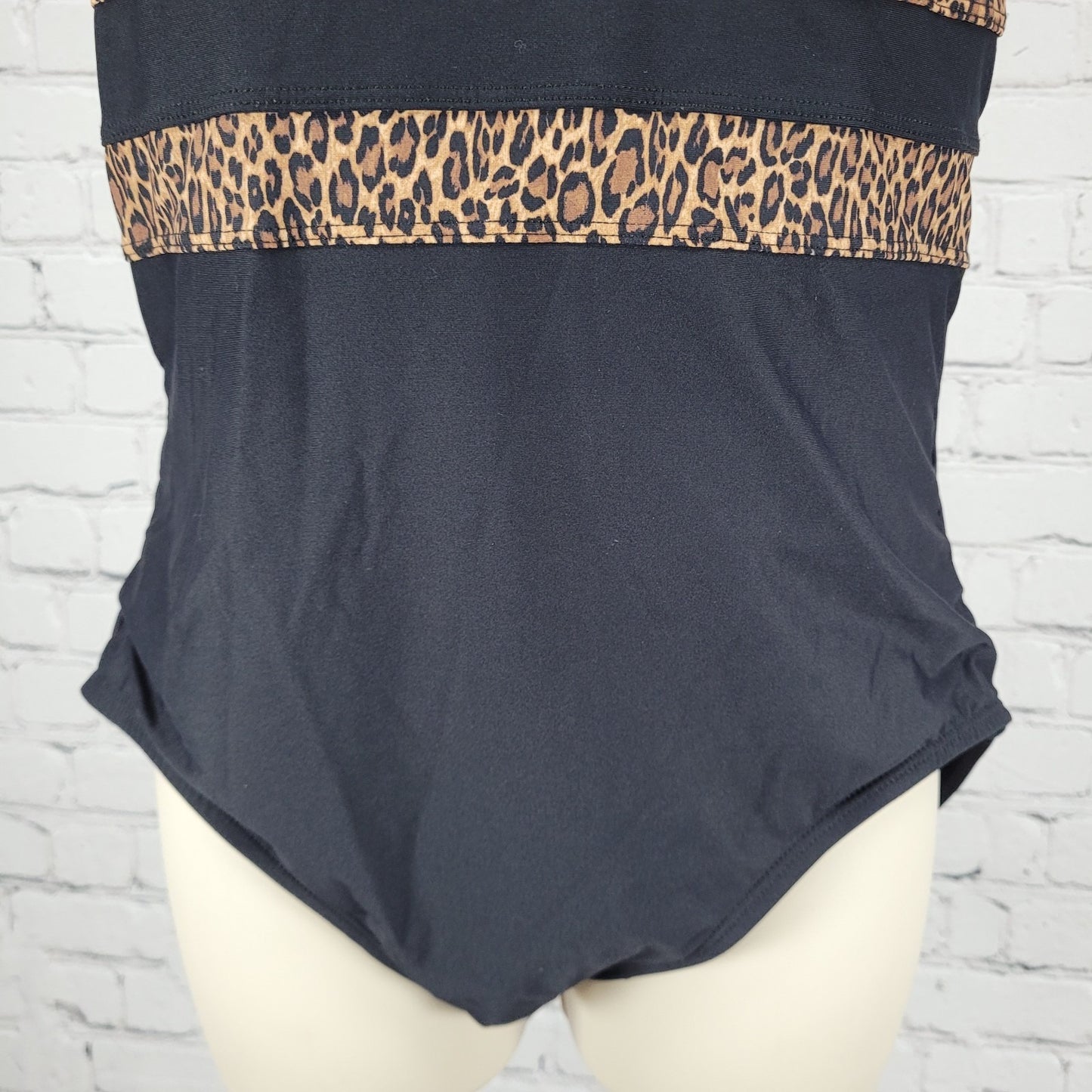 Tribal Sport Brown Leopard Padded Full Coverage One Piece Swimsuit Size Large L
