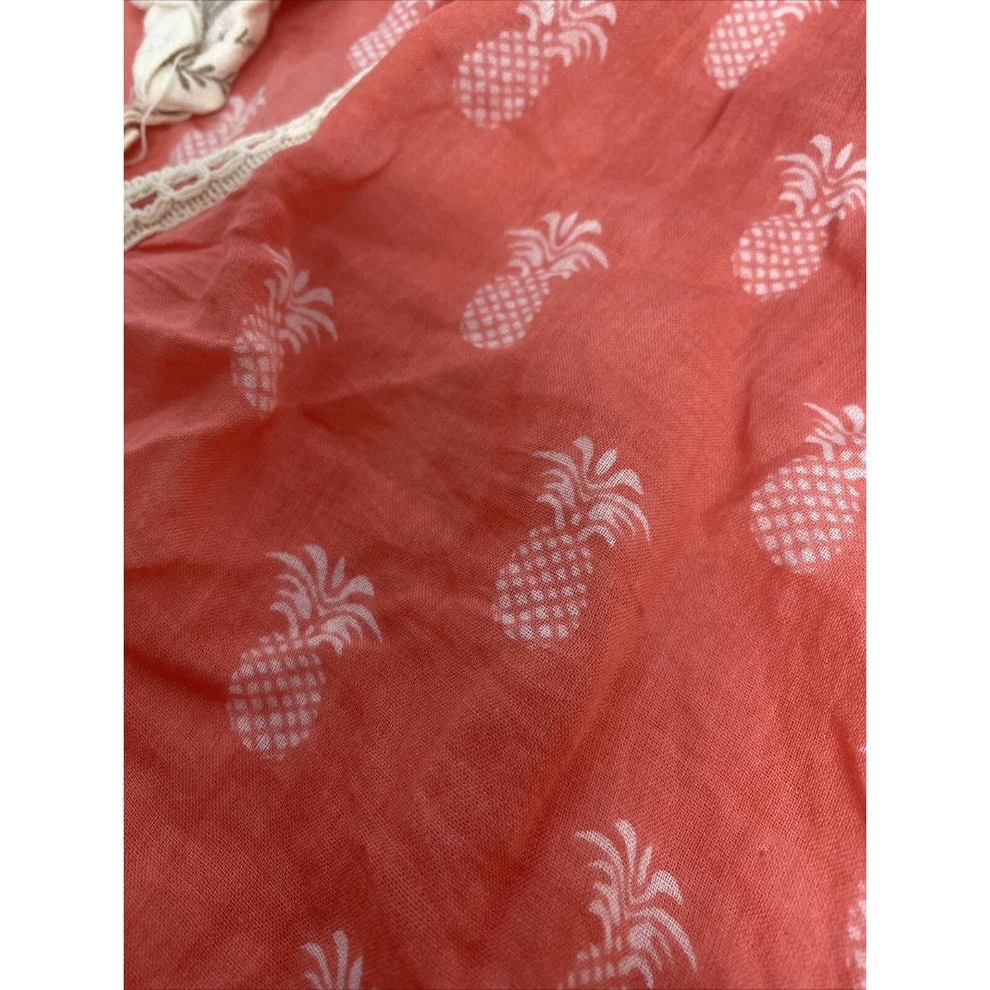 Anthropologie Z&L Pink Pineapple Lightweight Tassled Kaftan Style Tunic S