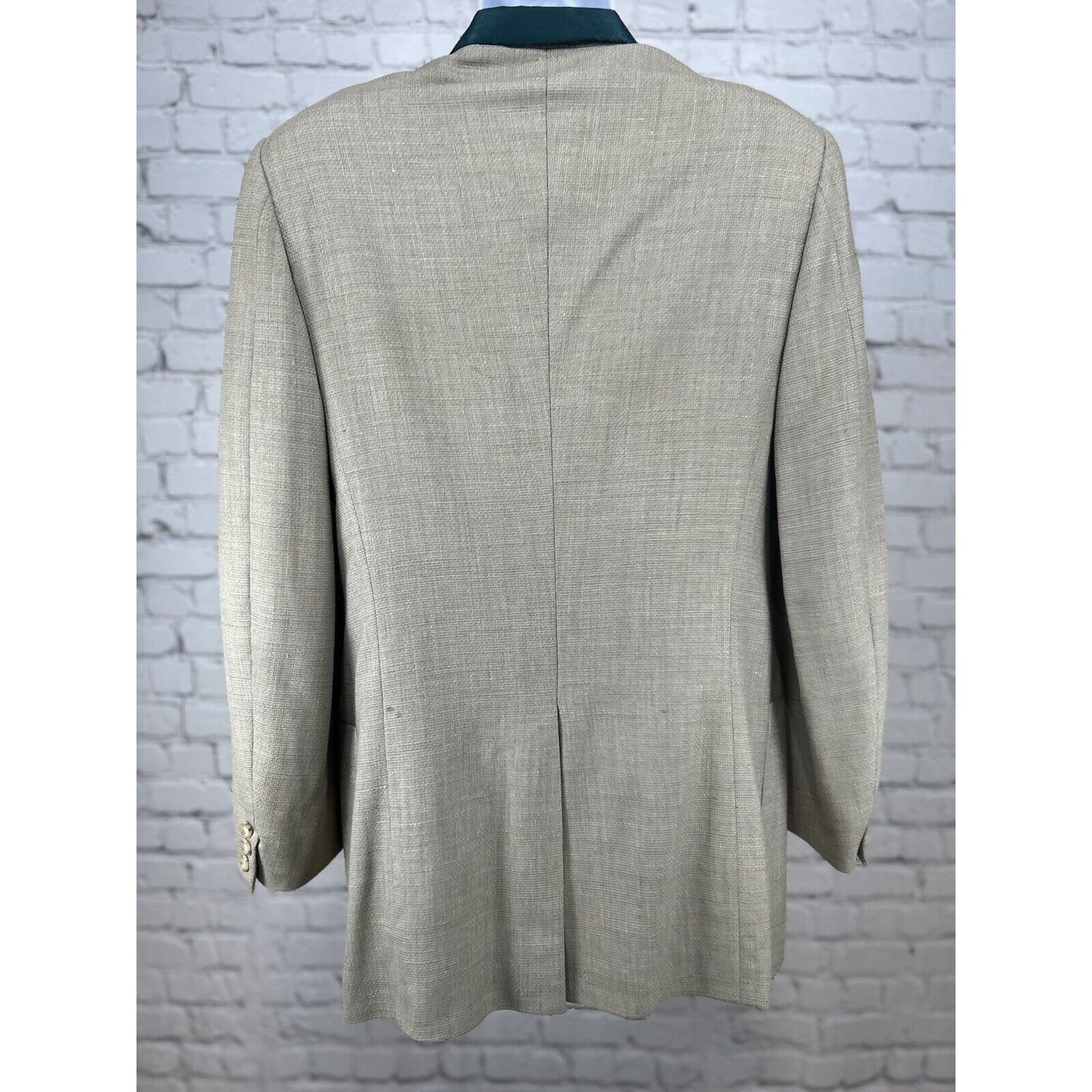 VTG Hurwitz 2 Button Single Vent Green Collar Textured Silk Mens Jacket Size 39
