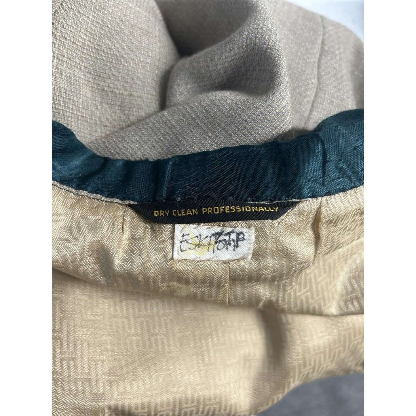 VTG Hurwitz 2 Button Single Vent Green Collar Textured Silk Mens Jacket Size 39